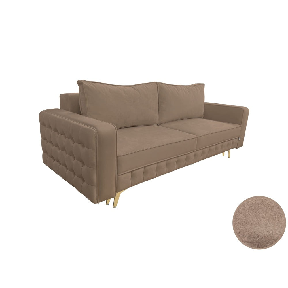 Canapea extensibilă SIENNA DIN CATIFEA, cu ladă de depozitare, 230x90x85 cm