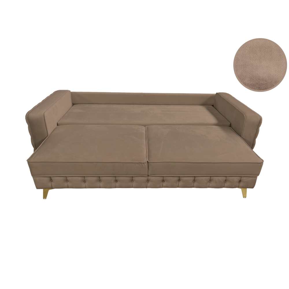 Canapea extensibilă SIENNA DIN CATIFEA, cu ladă de depozitare, 230x90x85 cm