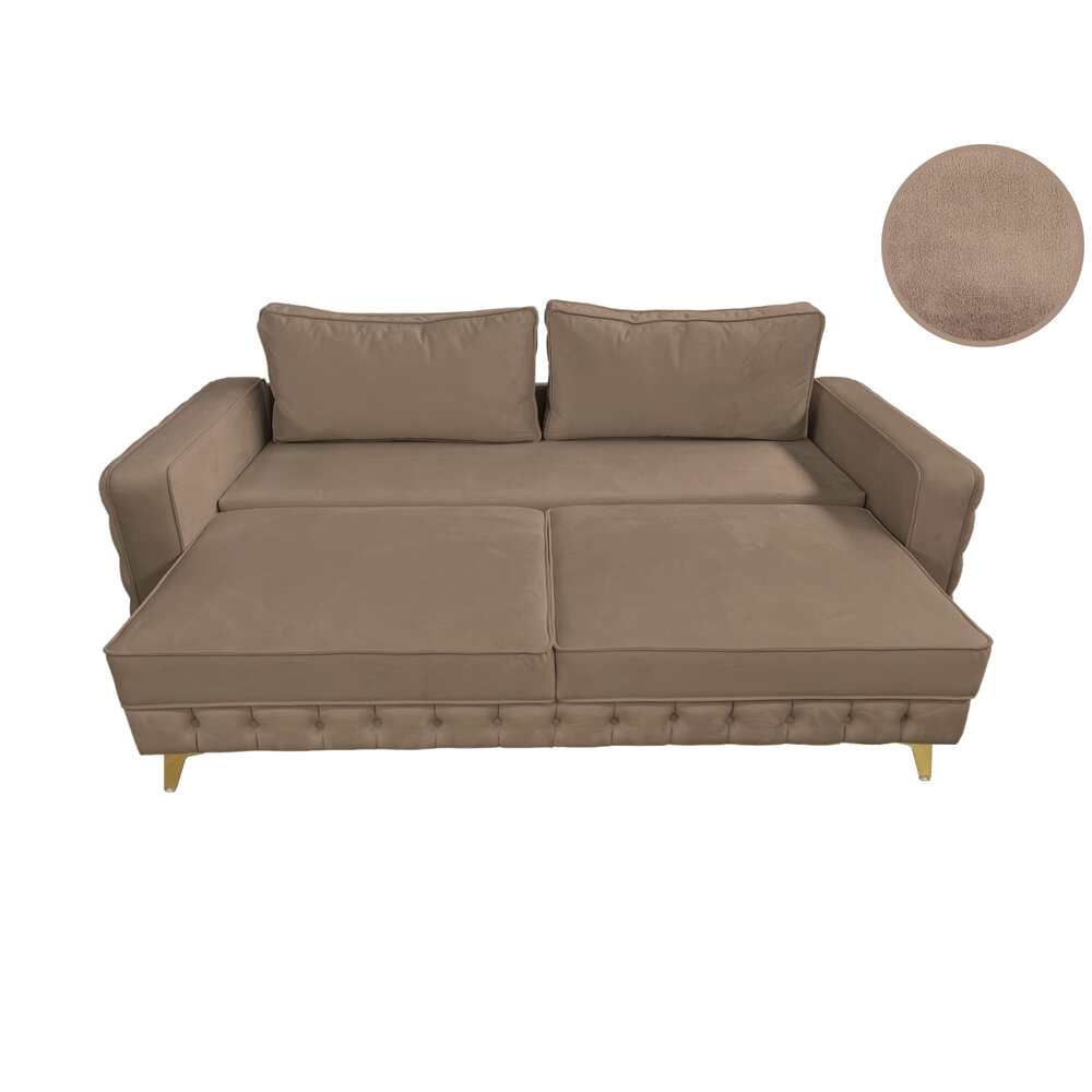 Canapea extensibilă SIENNA DIN CATIFEA, cu ladă de depozitare, 230x90x85 cm