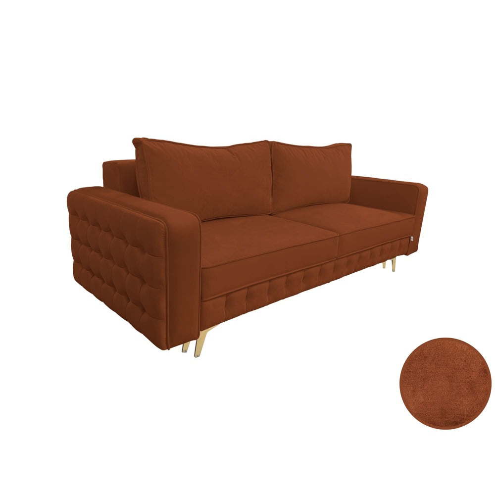 Canapea extensibilă SIENNA DIN CATIFEA, cu ladă de depozitare, 230x90x85 cm