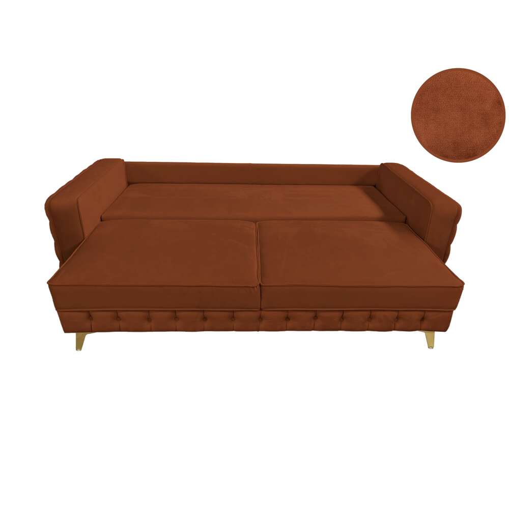 Canapea extensibilă SIENNA DIN CATIFEA, cu ladă de depozitare, 230x90x85 cm
