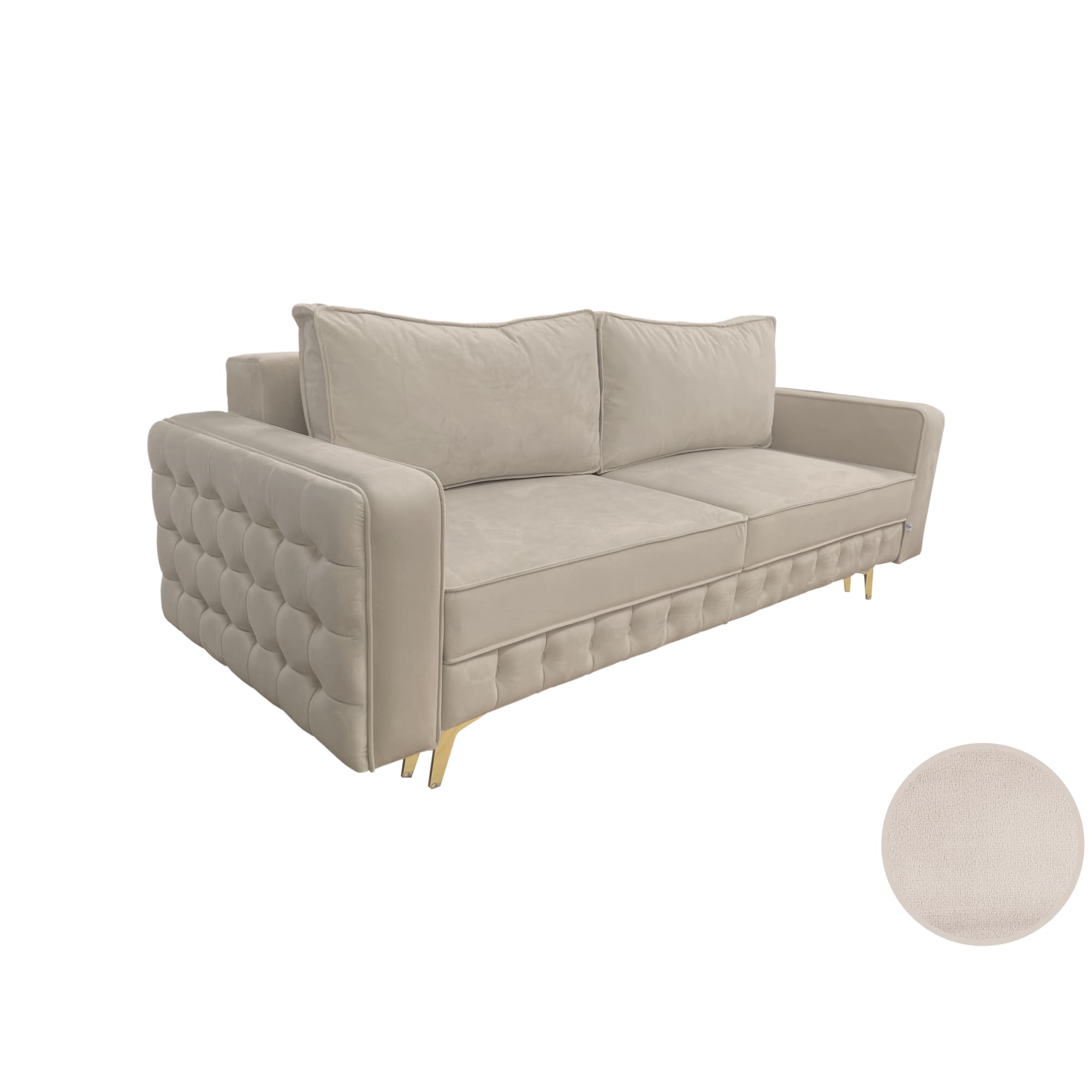 Canapea extensibilă SIENNA DIN CATIFEA, cu ladă de depozitare, 230x90x85 cm