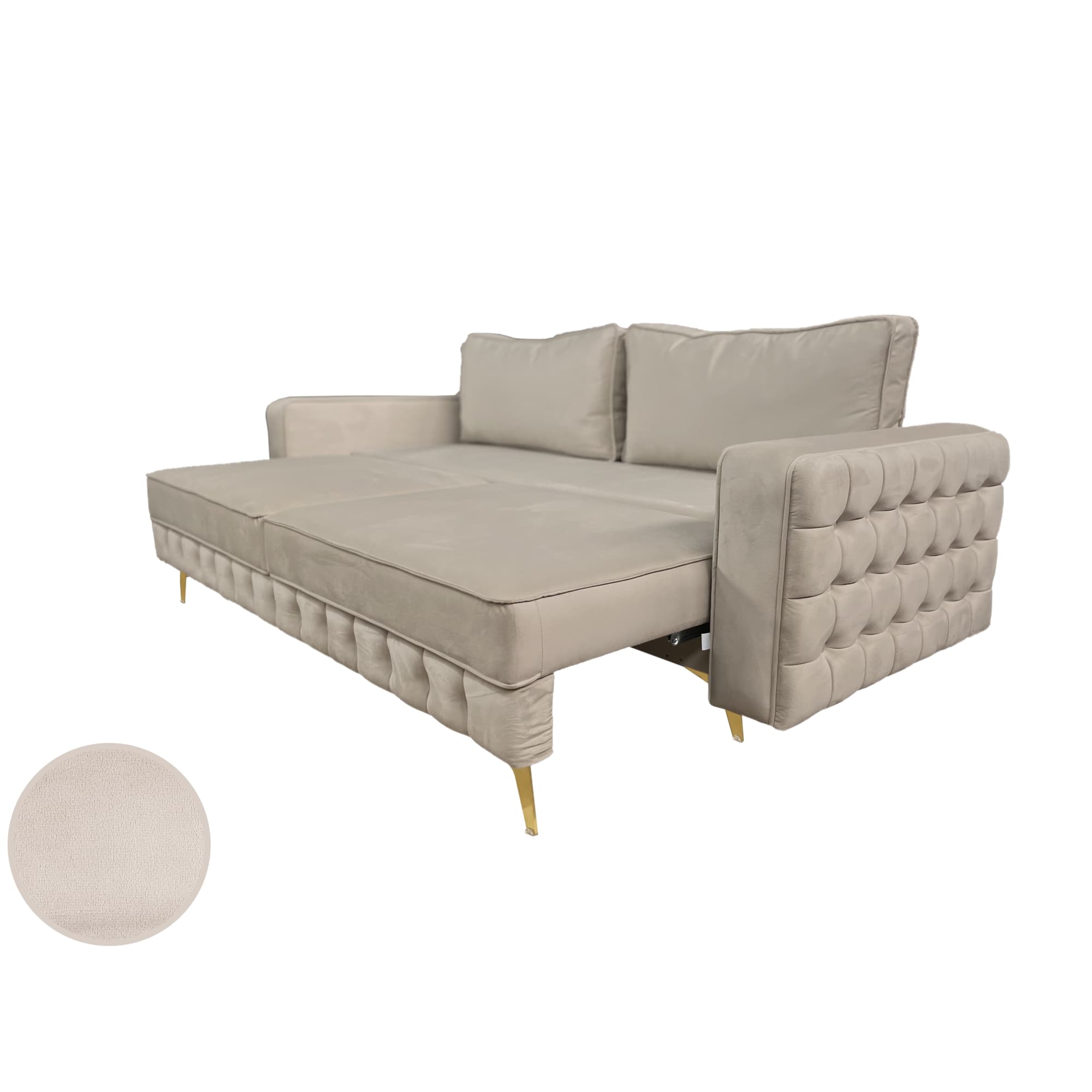 Canapea extensibilă SIENNA DIN CATIFEA, cu ladă de depozitare, 230x90x85 cm