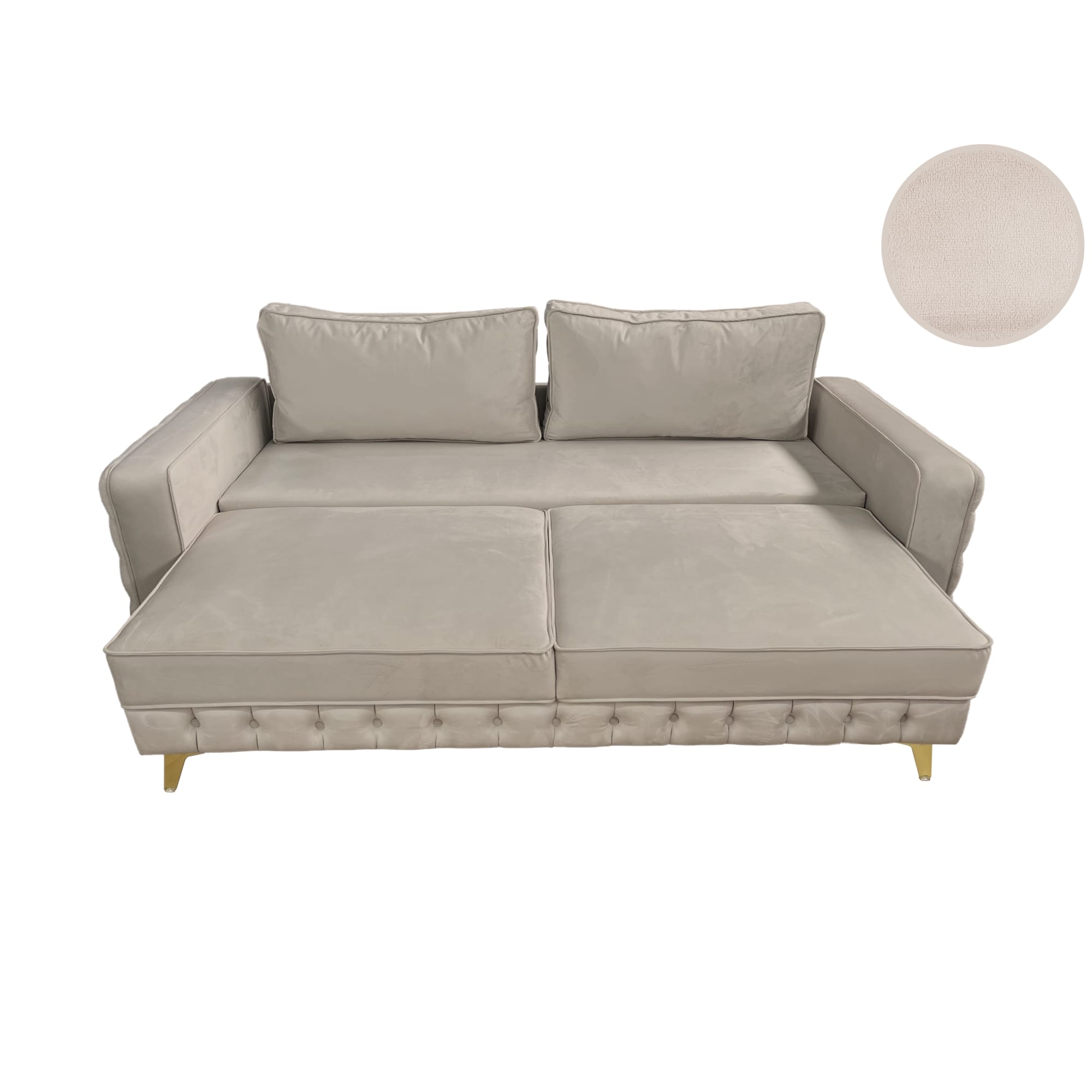 Canapea extensibilă SIENNA DIN CATIFEA, cu ladă de depozitare, 230x90x85 cm