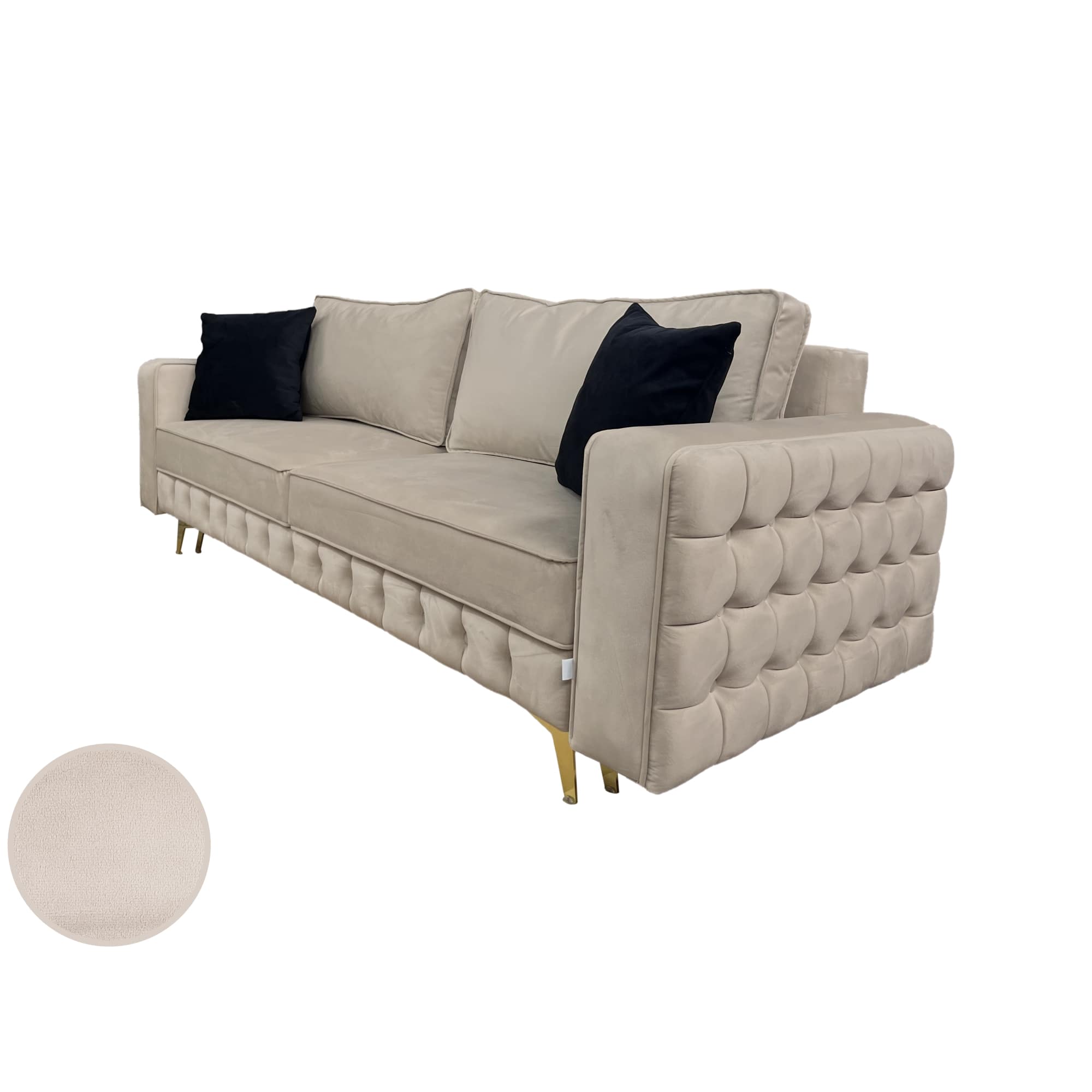 Canapea extensibilă SIENNA DIN CATIFEA, cu ladă de depozitare, 230x90x85 cm