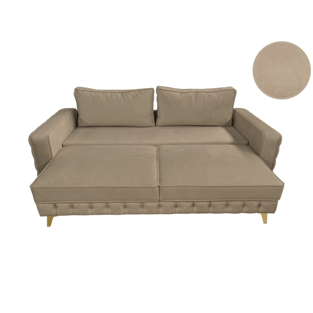 Canapea extensibilă SIENNA DIN CATIFEA, cu ladă de depozitare, 230x90x85 cm