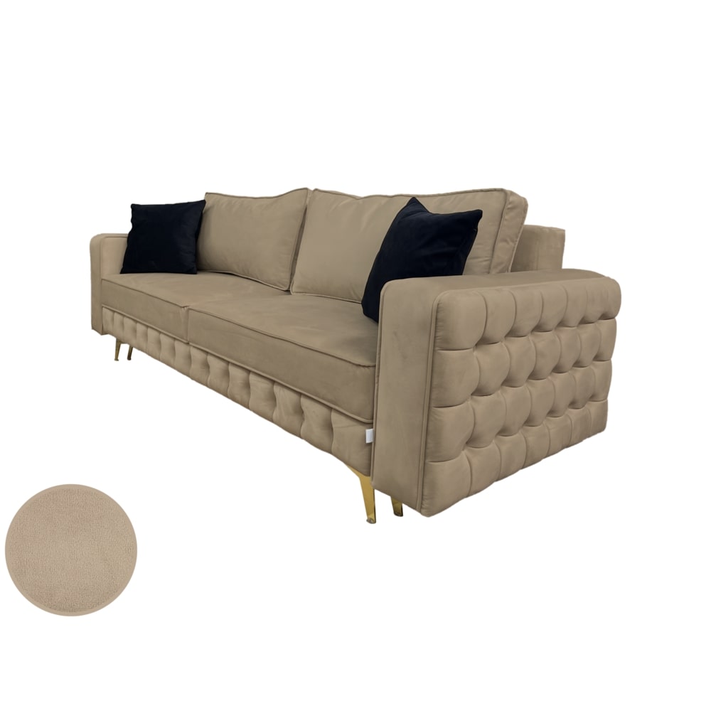 Canapea extensibilă SIENNA DIN CATIFEA, cu ladă de depozitare, 230x90x85 cm