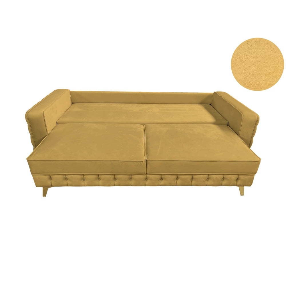Canapea extensibilă SIENNA DIN CATIFEA, cu ladă de depozitare, 230x90x85 cm
