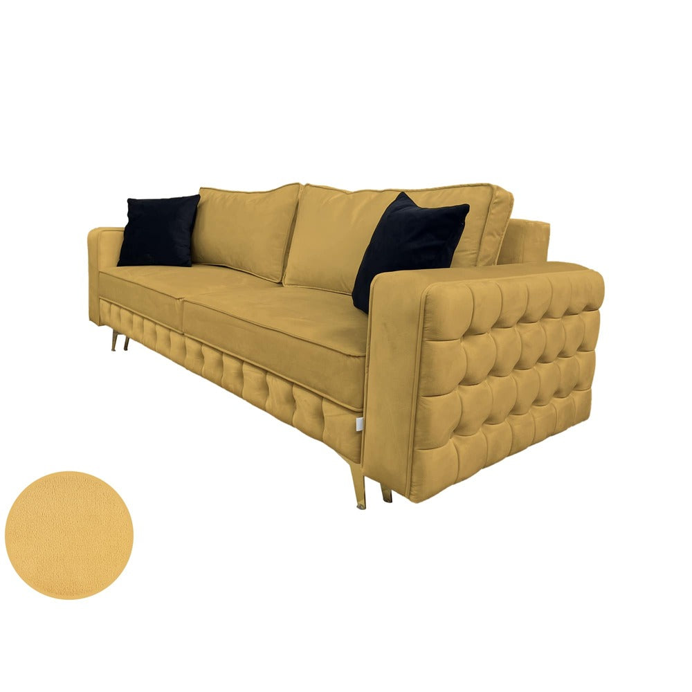 Canapea extensibilă SIENNA DIN CATIFEA, cu ladă de depozitare, 230x90x85 cm
