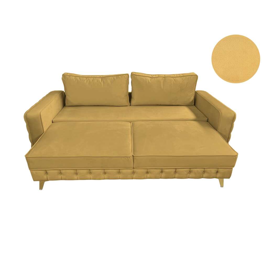 Canapea extensibilă SIENNA DIN CATIFEA, cu ladă de depozitare, 230x90x85 cm