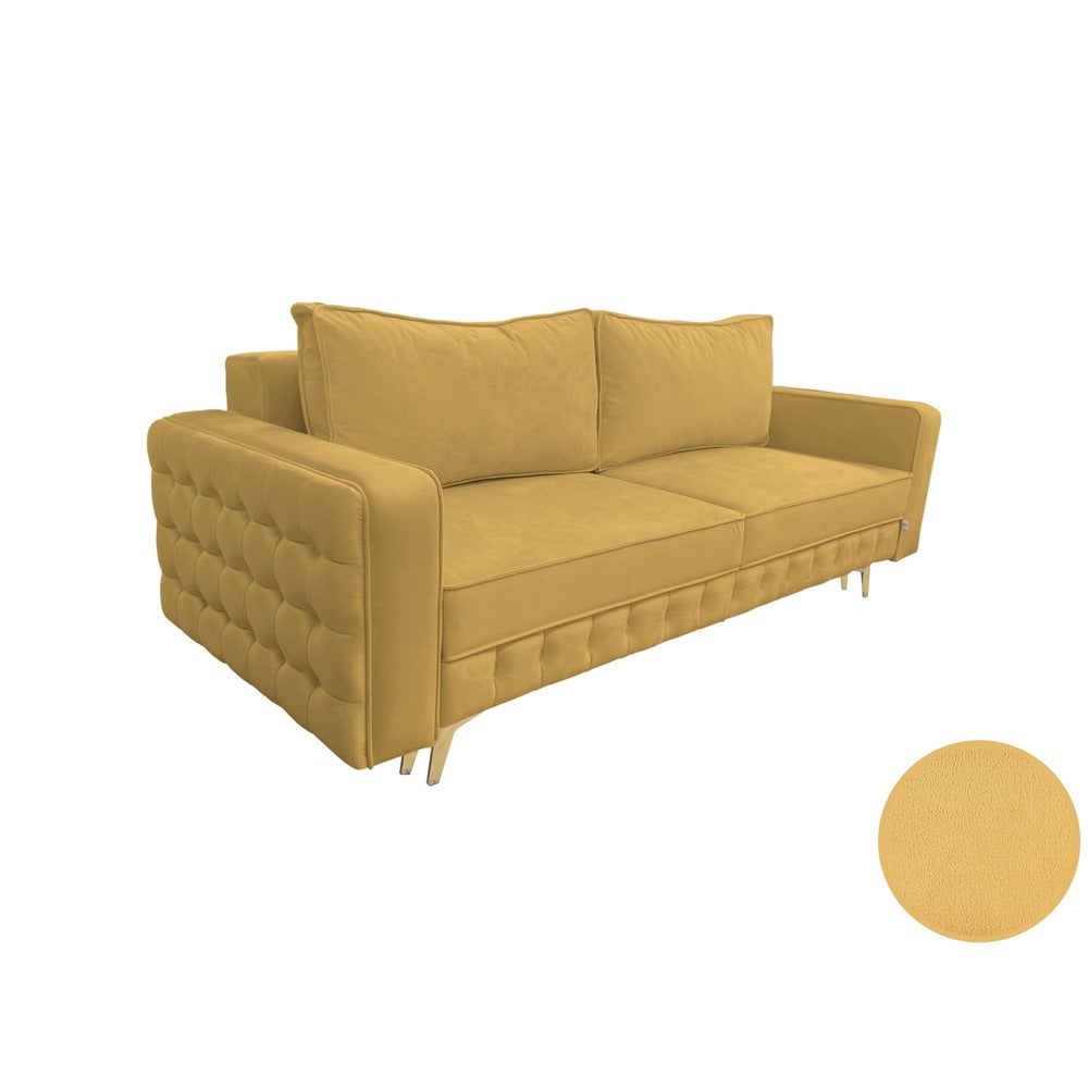 Canapea extensibilă SIENNA DIN CATIFEA, cu ladă de depozitare, 230x90x85 cm