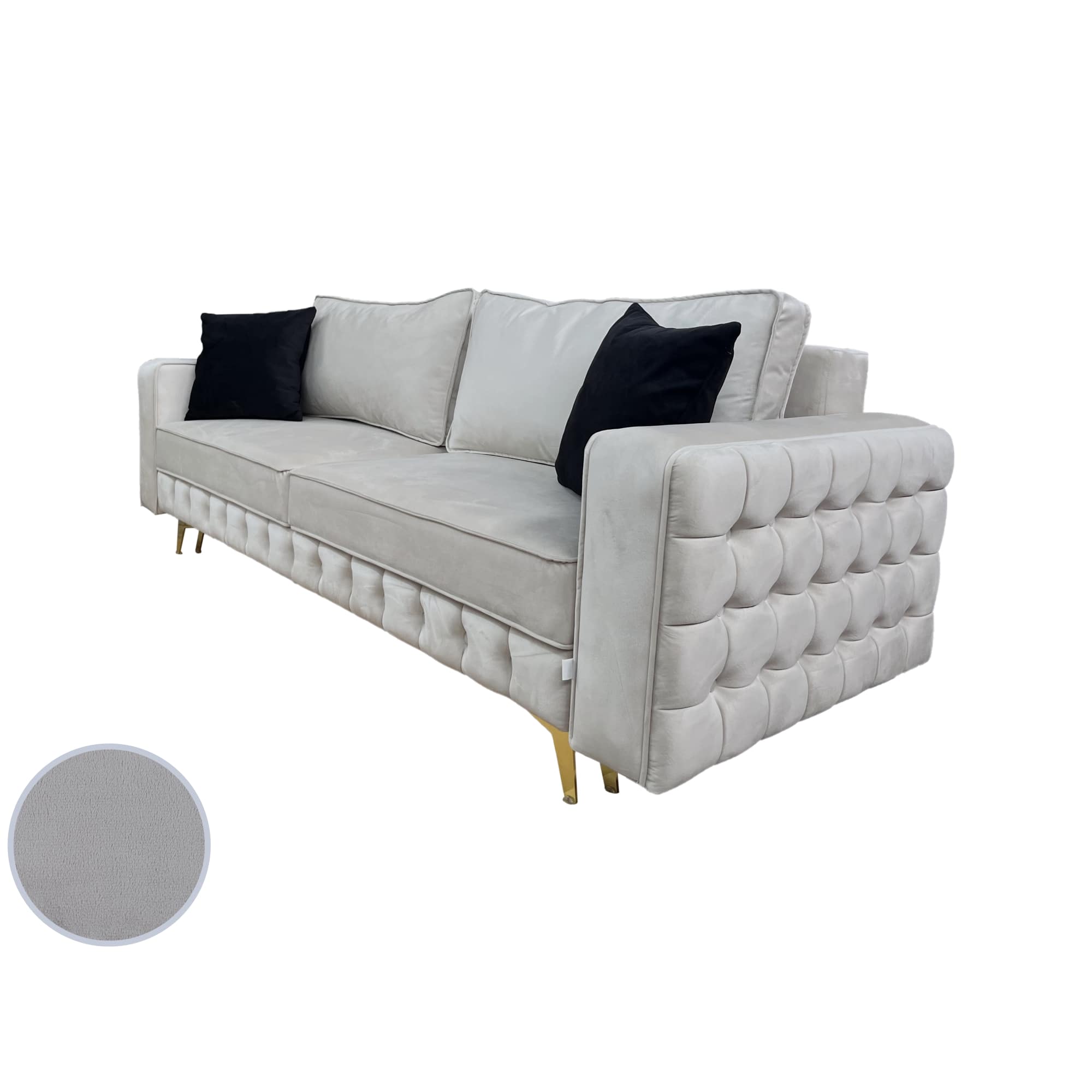 Canapea extensibilă SIENNA DIN CATIFEA, cu ladă de depozitare, 230x90x85 cm
