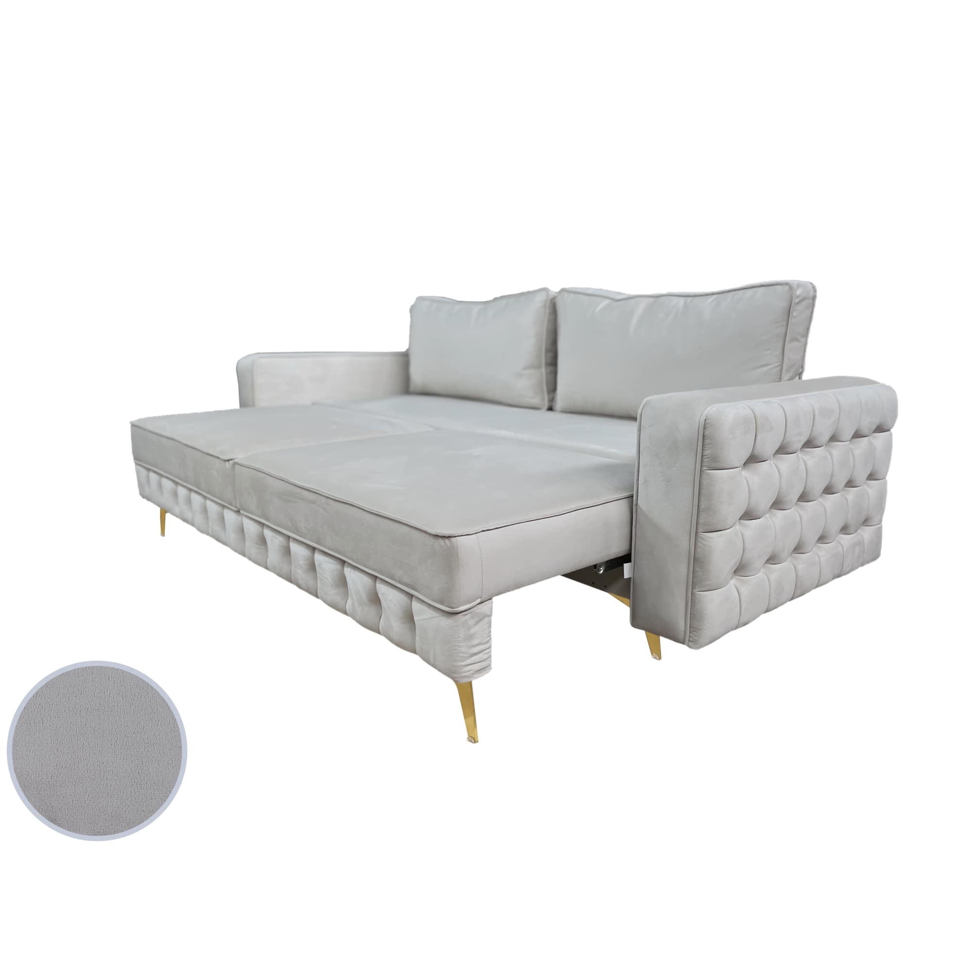 Canapea extensibilă SIENNA DIN CATIFEA, cu ladă de depozitare, 230x90x85 cm