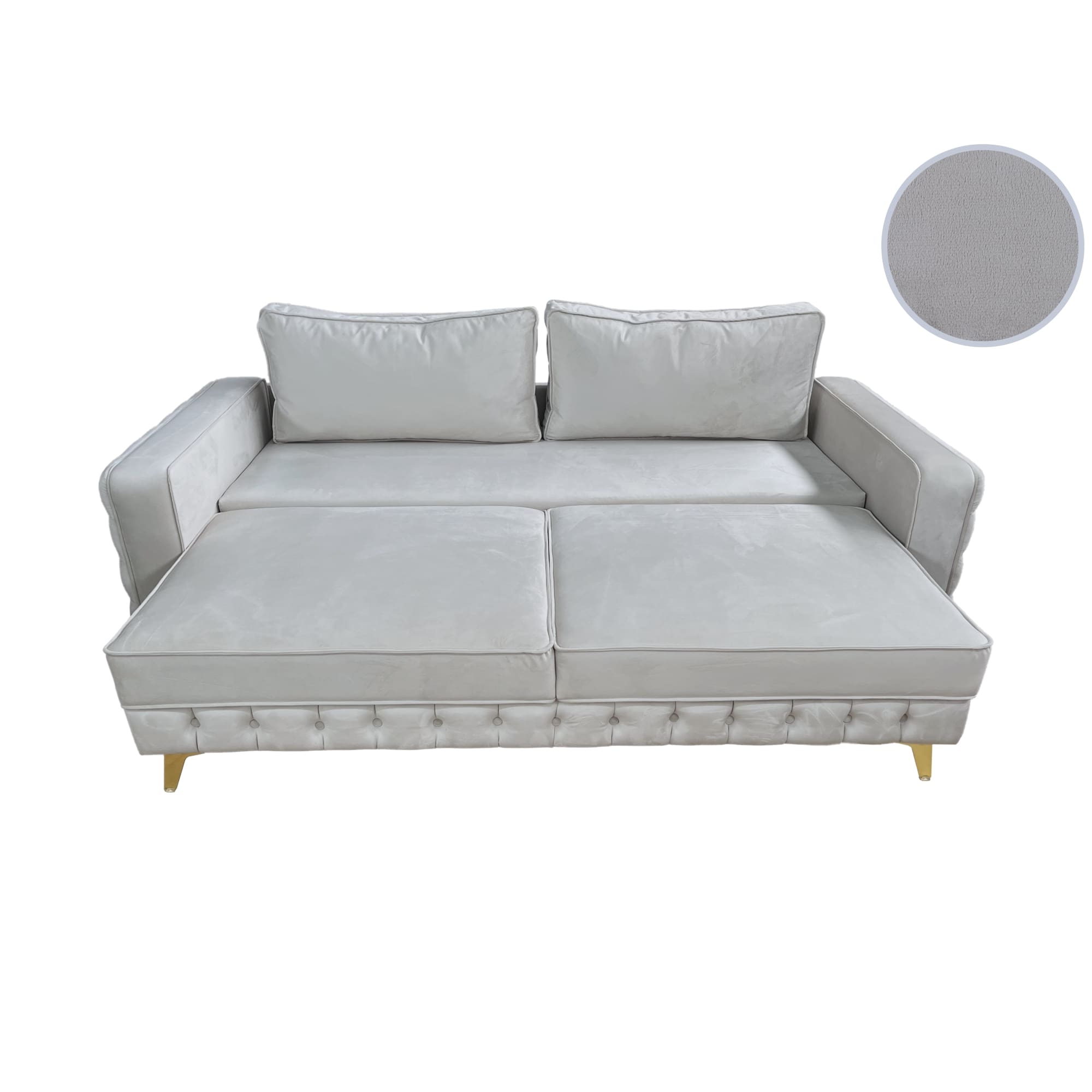 Canapea extensibilă SIENNA DIN CATIFEA, cu ladă de depozitare, 230x90x85 cm