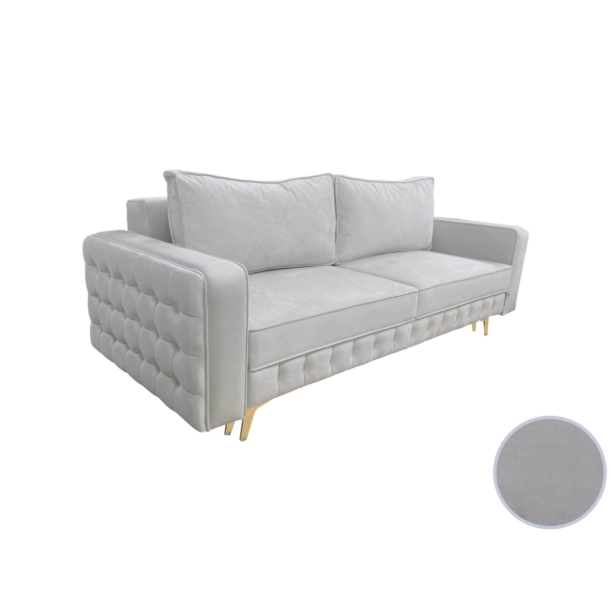 Canapea extensibilă SIENNA DIN CATIFEA, cu ladă de depozitare, 230x90x85 cm