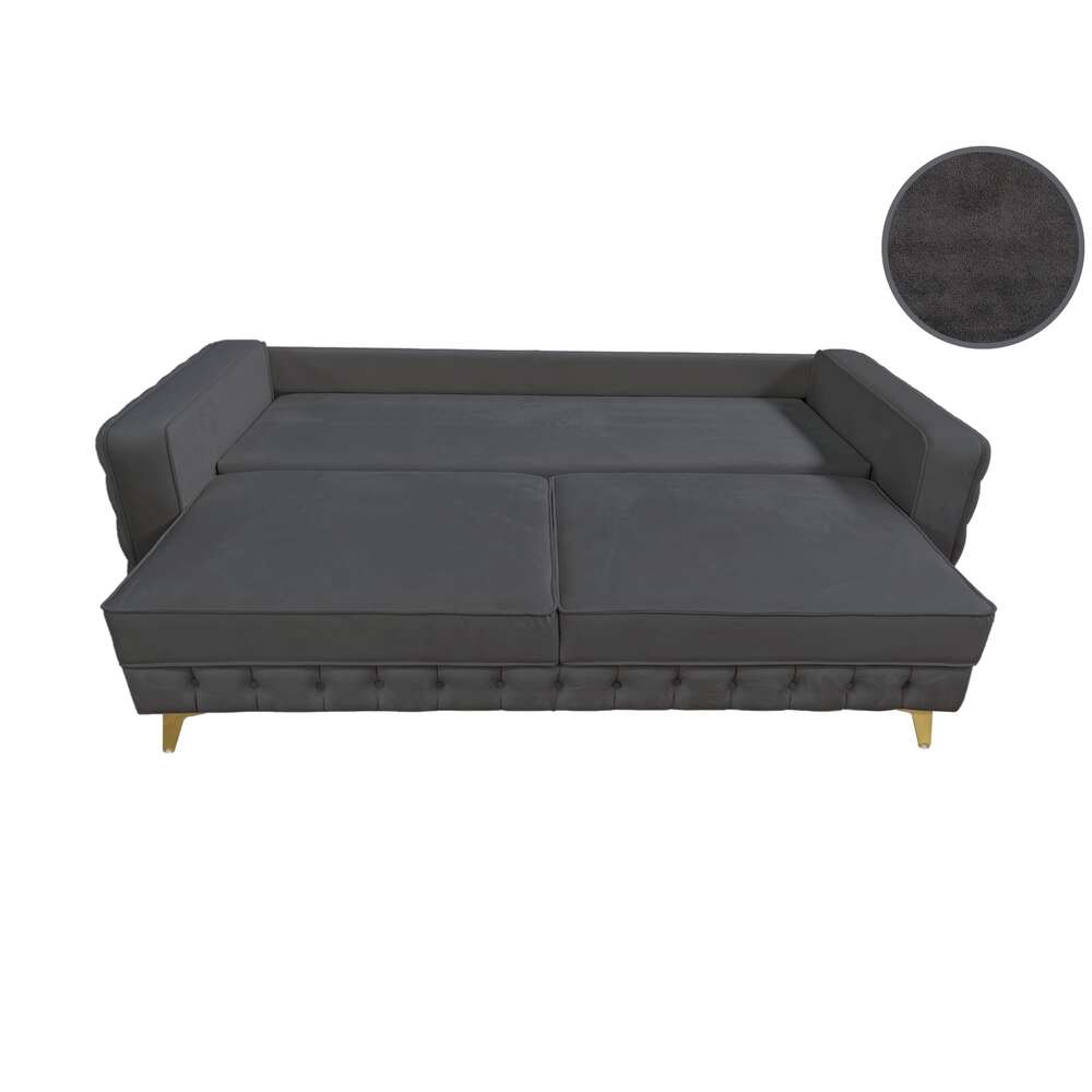 Canapea extensibilă SIENNA DIN CATIFEA, cu ladă de depozitare, 230x90x85 cm