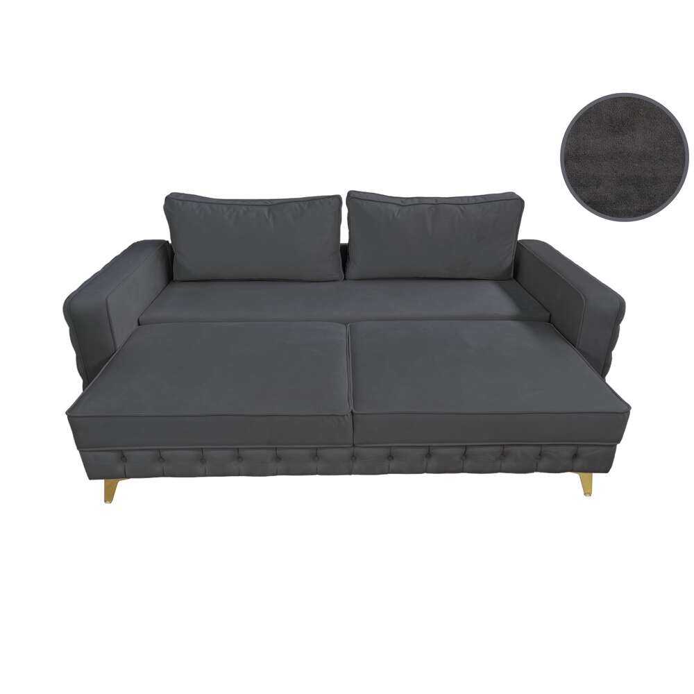 Canapea extensibilă SIENNA DIN CATIFEA, cu ladă de depozitare, 230x90x85 cm