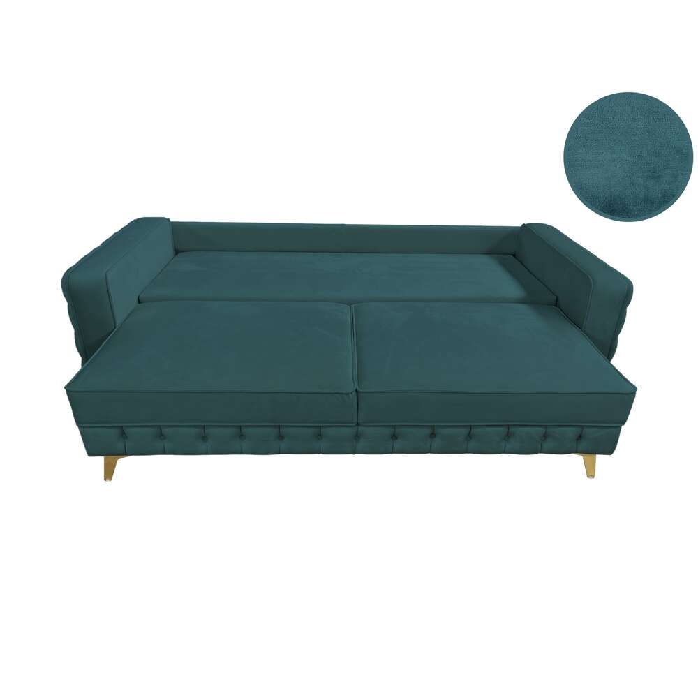 Canapea extensibilă SIENNA DIN CATIFEA, cu ladă de depozitare, 230x90x85 cm