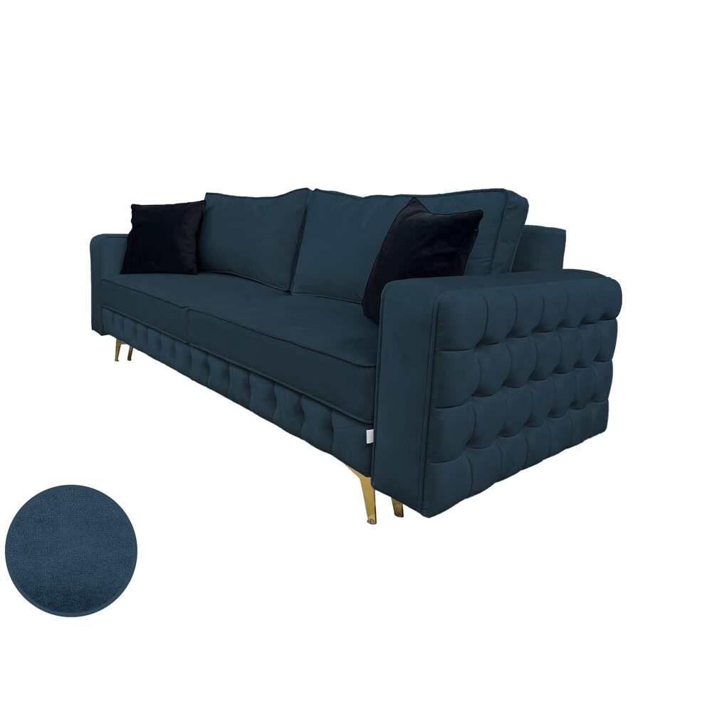 Canapea extensibilă SIENNA DIN CATIFEA, cu ladă de depozitare, 230x90x85 cm