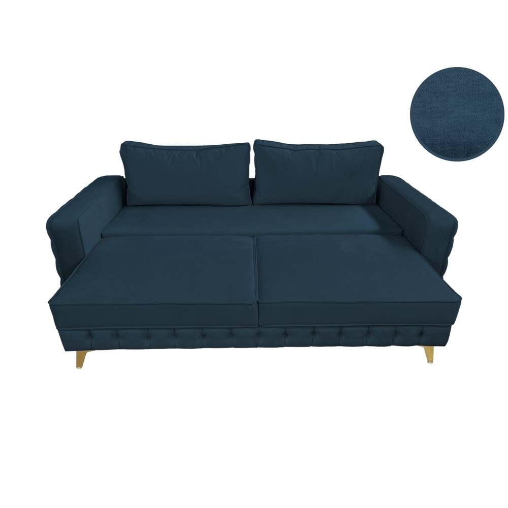 Canapea extensibilă SIENNA DIN CATIFEA, cu ladă de depozitare, 230x90x85 cm