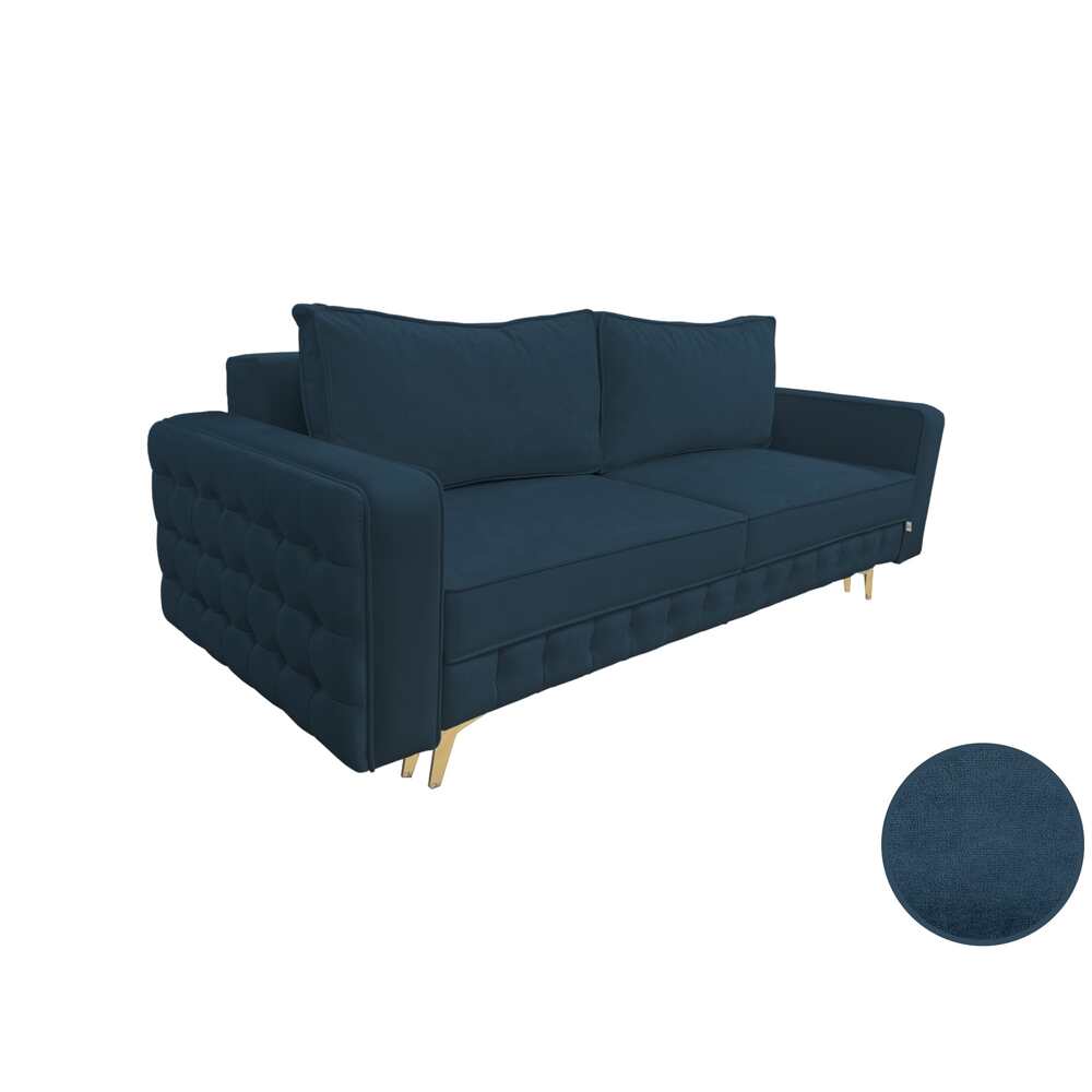 Canapea extensibilă SIENNA DIN CATIFEA, cu ladă de depozitare, 230x90x85 cm