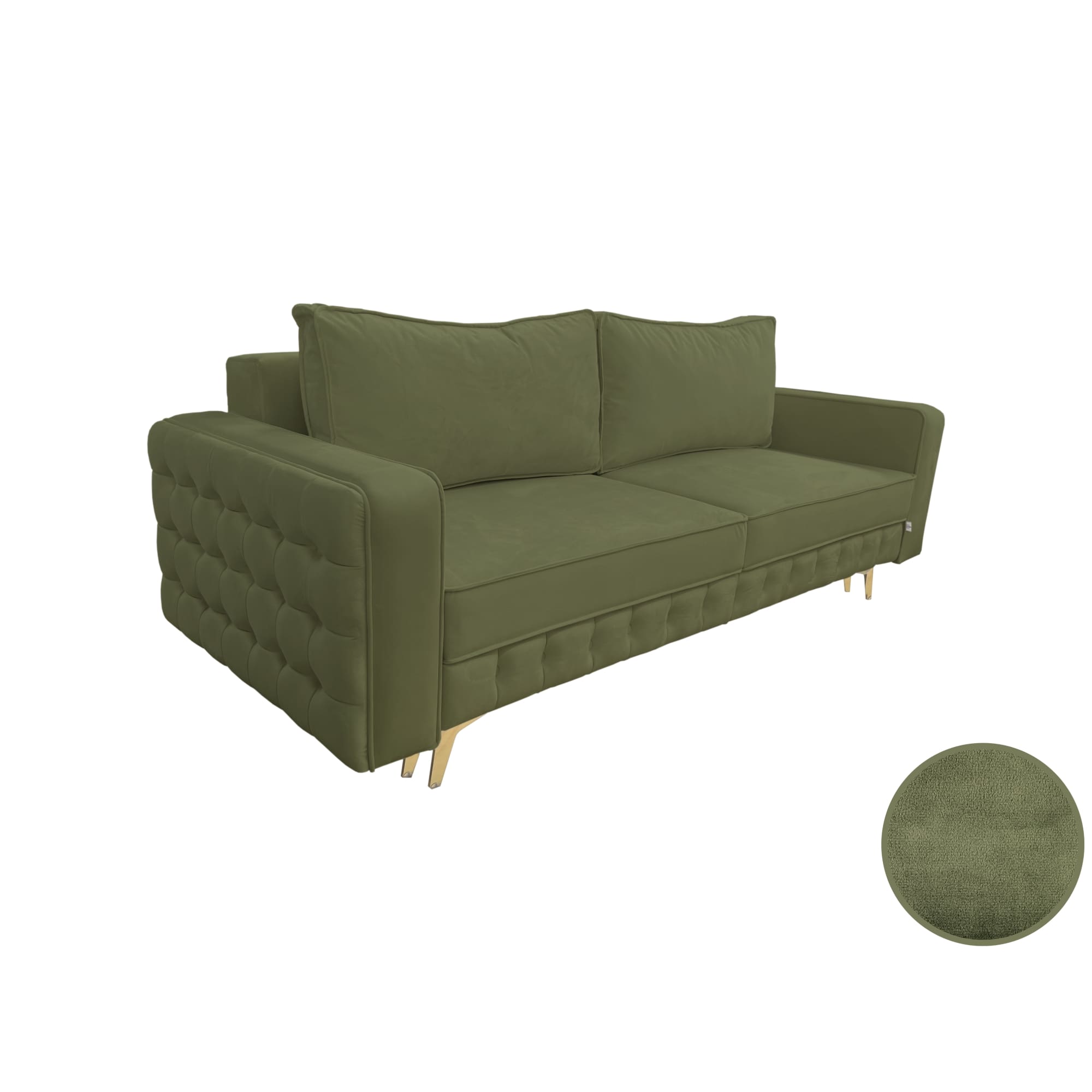 Canapea extensibilă SIENNA DIN CATIFEA, cu ladă de depozitare, 230x90x85 cm