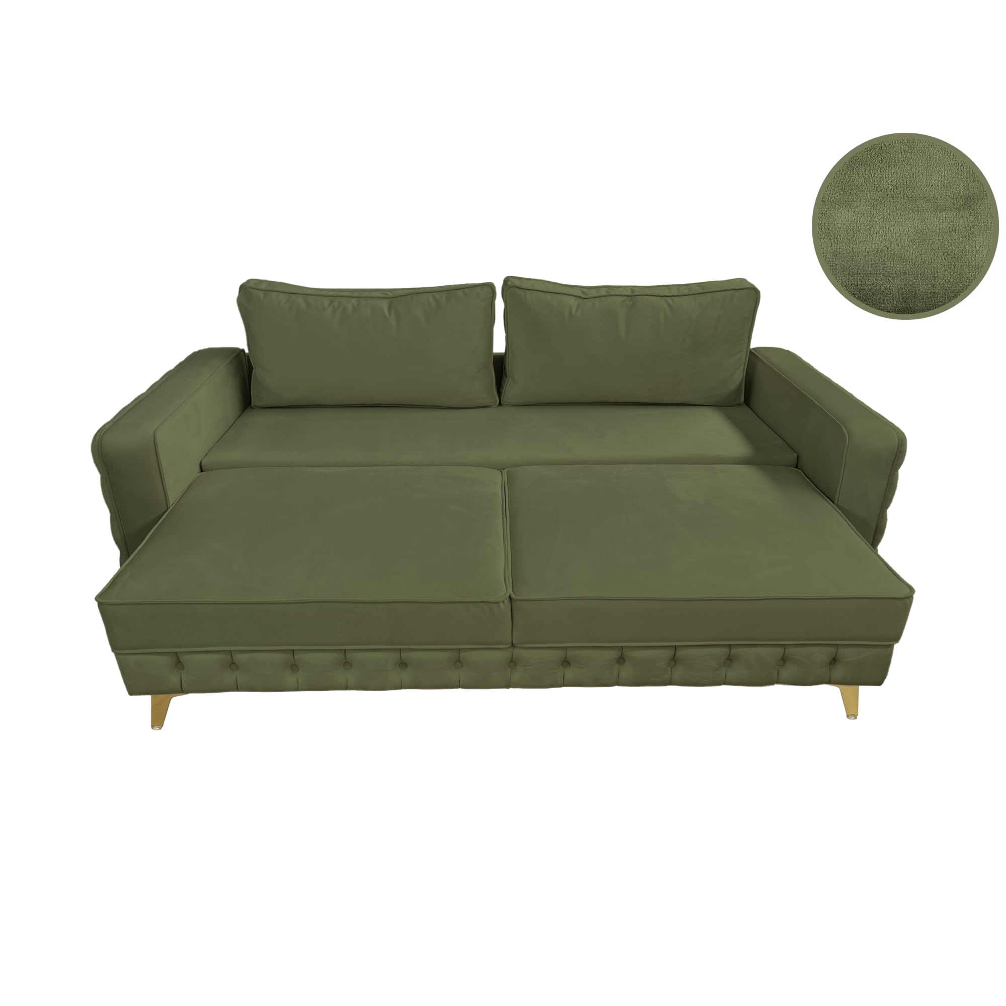 Canapea extensibilă SIENNA DIN CATIFEA, cu ladă de depozitare, 230x90x85 cm