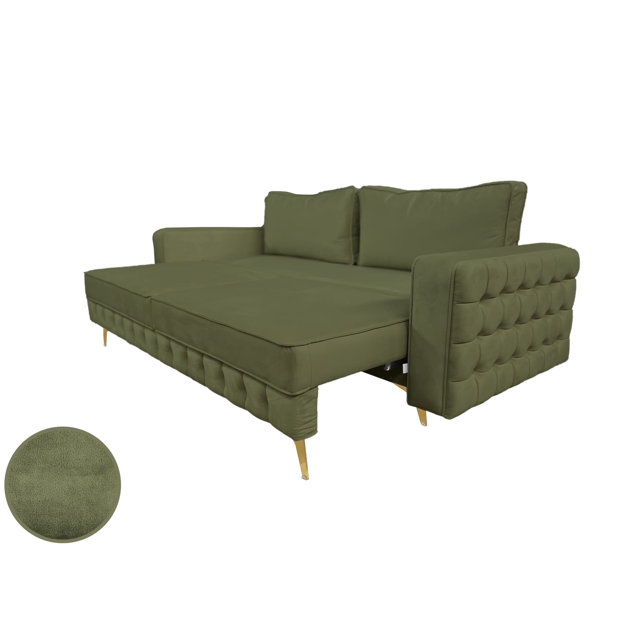 Canapea extensibilă SIENNA DIN CATIFEA, cu ladă de depozitare, 230x90x85 cm
