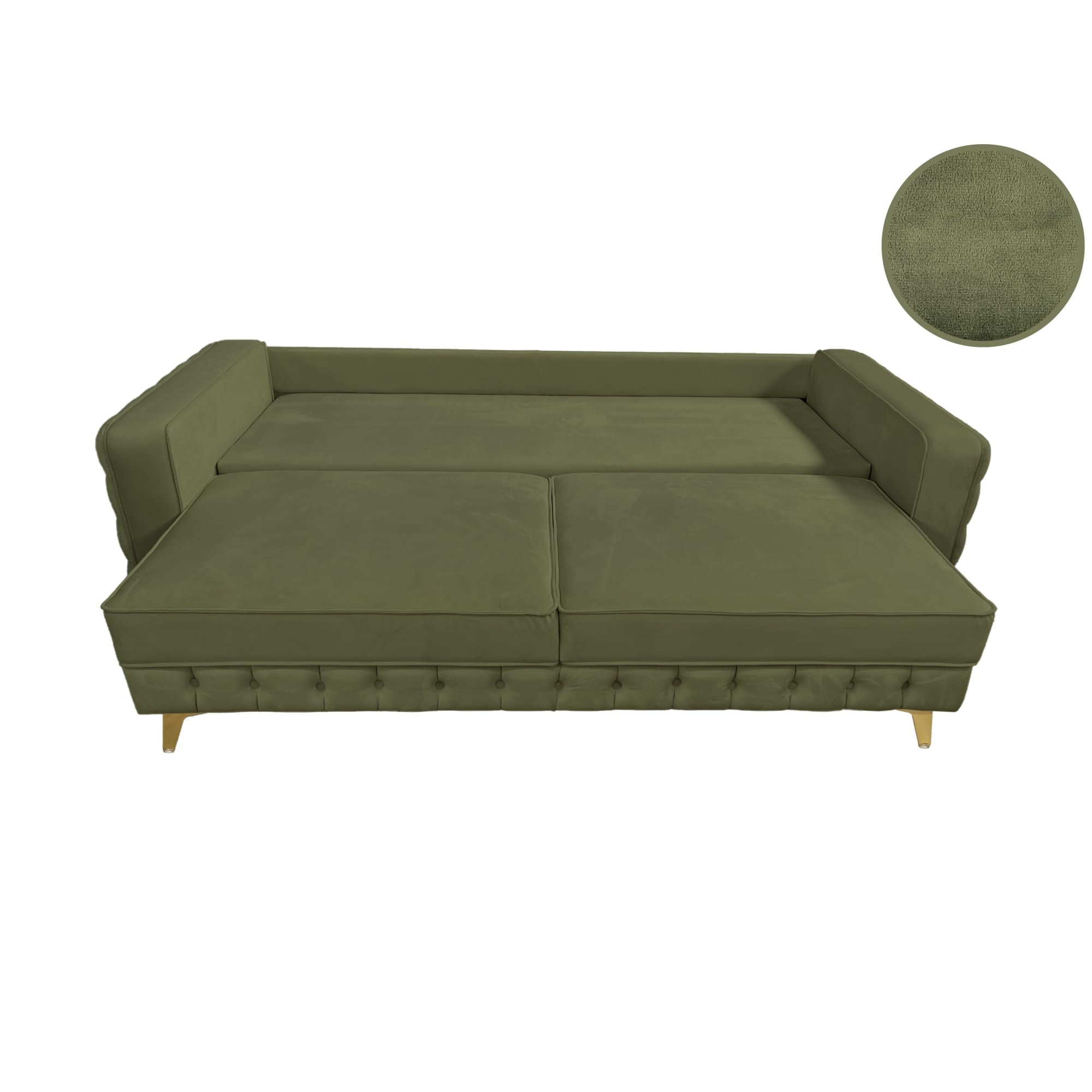 Canapea extensibilă SIENNA DIN CATIFEA, cu ladă de depozitare, 230x90x85 cm