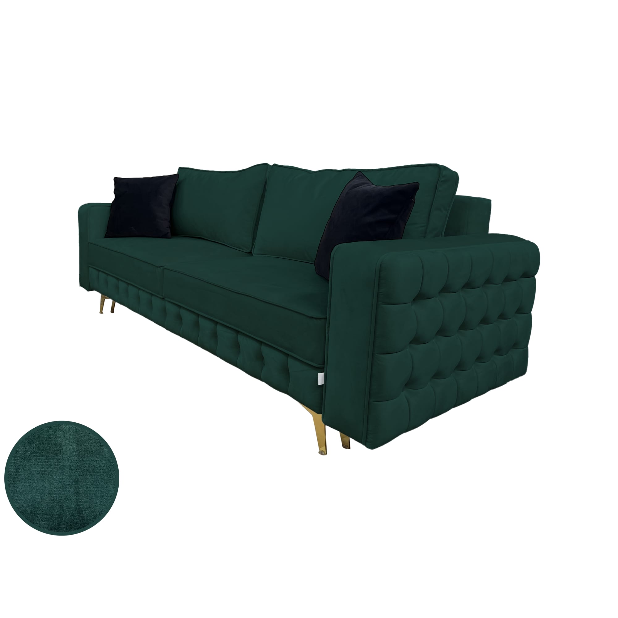Canapea extensibilă SIENNA DIN CATIFEA, cu ladă de depozitare, 230x90x85 cm