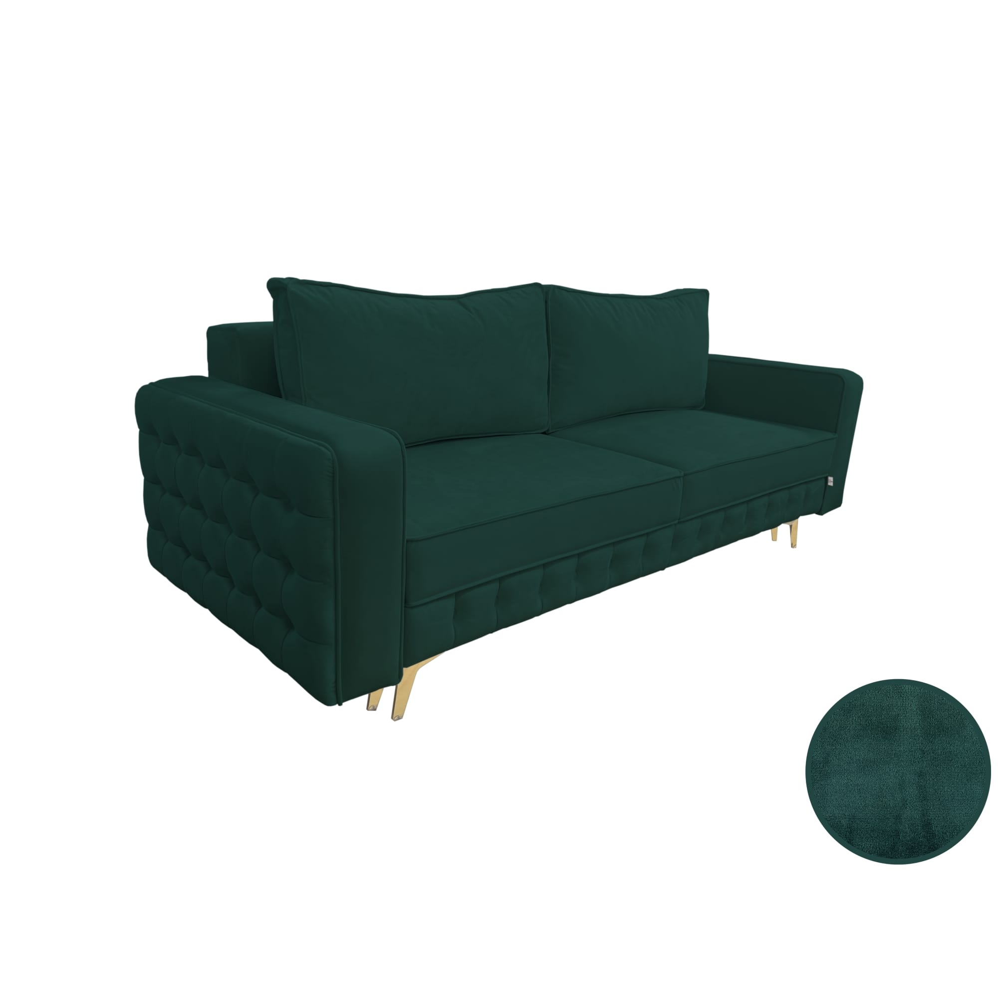 Canapea extensibilă SIENNA DIN CATIFEA, cu ladă de depozitare, 230x90x85 cm