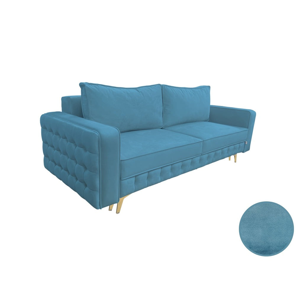 Canapea extensibilă SIENNA DIN CATIFEA, cu ladă de depozitare, 230x90x85 cm