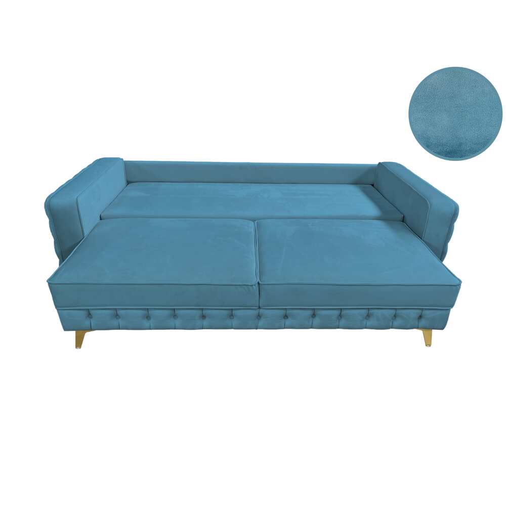 Canapea extensibilă SIENNA DIN CATIFEA, cu ladă de depozitare, 230x90x85 cm