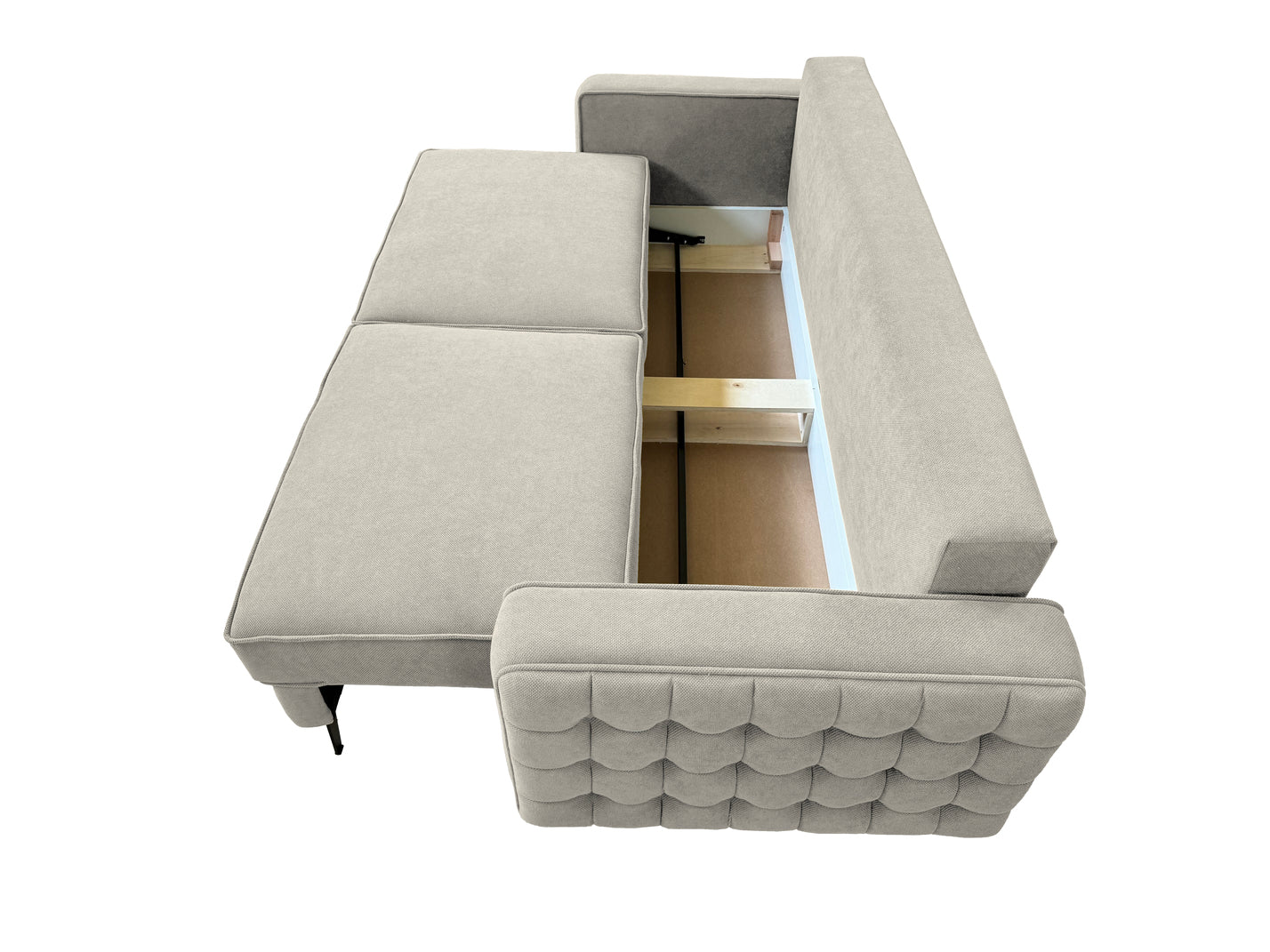 Canapea extensibilă SIENNA DIN STOFĂ, cu ladă de depozitare, 230x90x85 cm