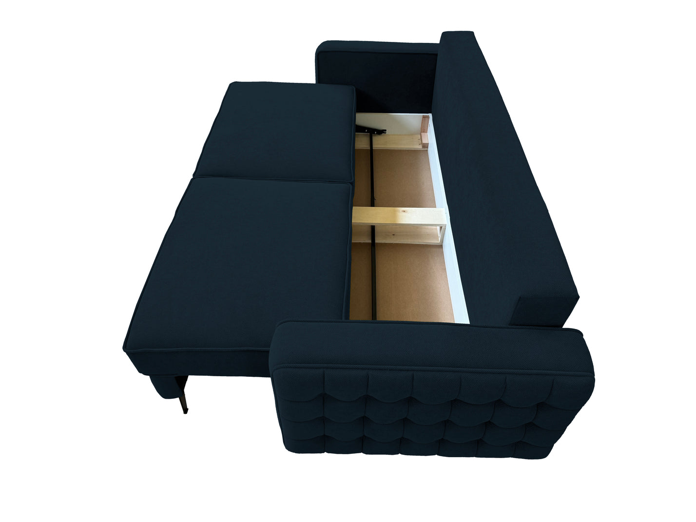 Canapea extensibilă SIENNA DIN STOFĂ, cu ladă de depozitare, 230x90x85 cm