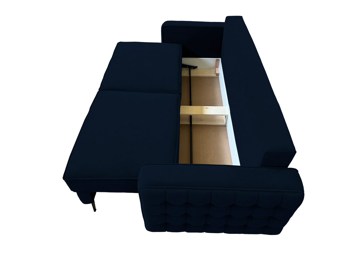 Canapea extensibilă SIENNA DIN STOFĂ, cu ladă de depozitare, 230x90x85 cm