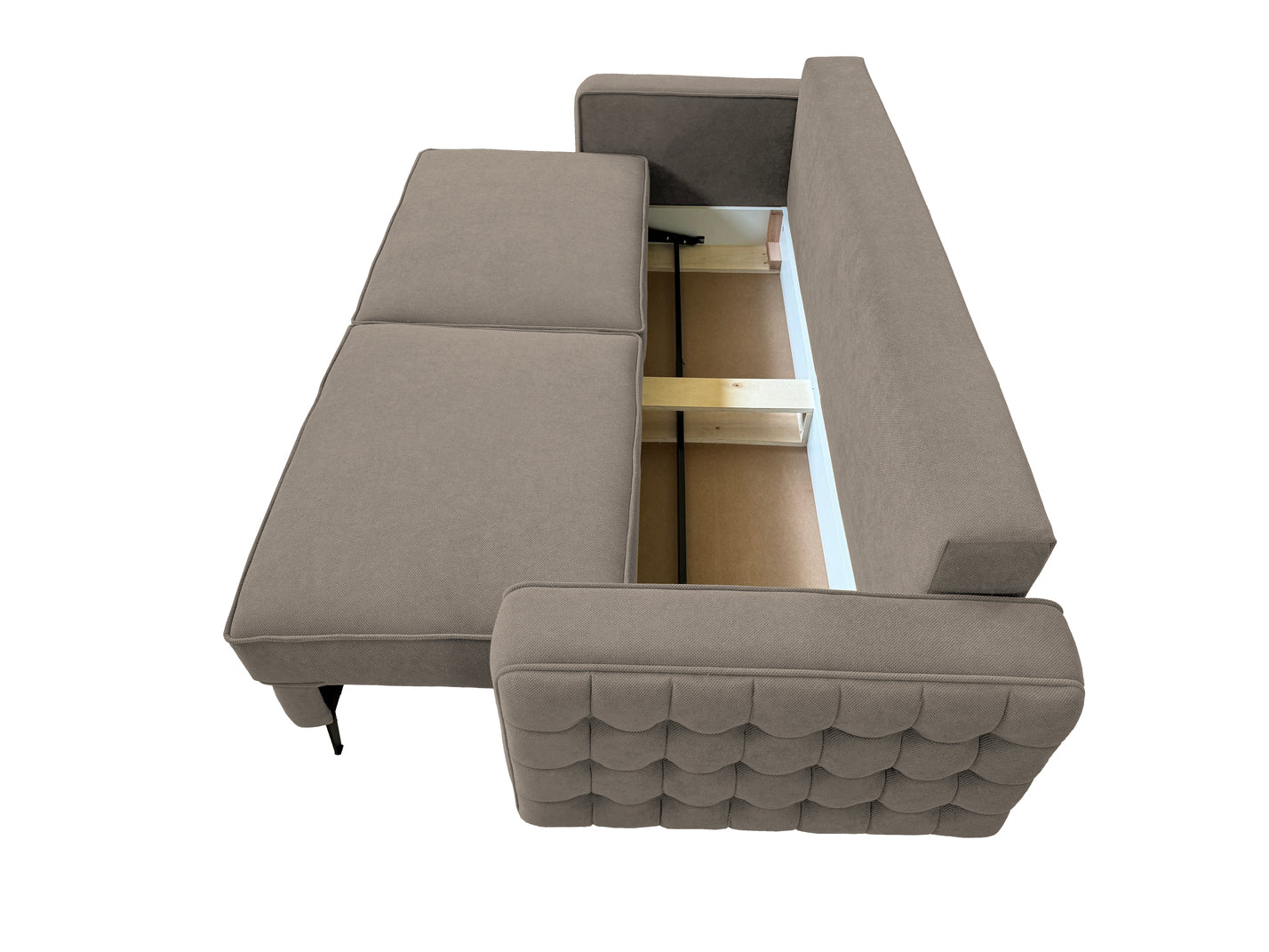 Canapea extensibilă SIENNA DIN STOFĂ, cu ladă de depozitare, 230x90x85 cm