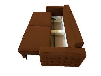 Canapea extensibilă SIENNA DIN STOFĂ, cu ladă de depozitare, 230x90x85 cm