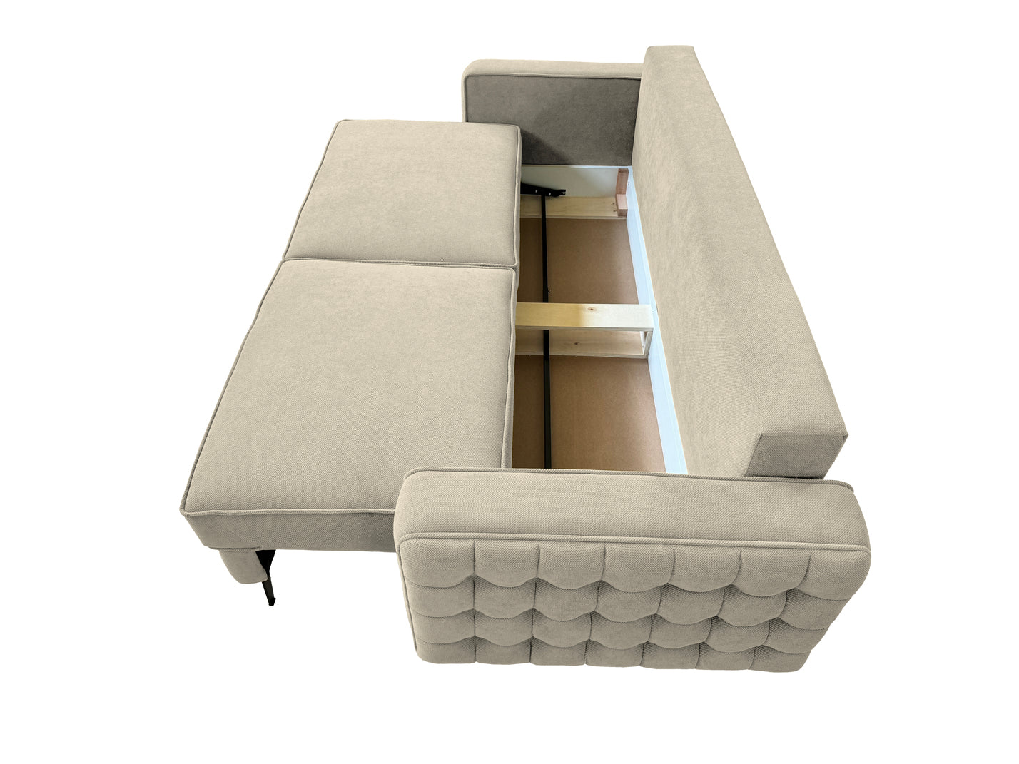 Canapea extensibilă SIENNA DIN STOFĂ, cu ladă de depozitare, 230x90x85 cm
