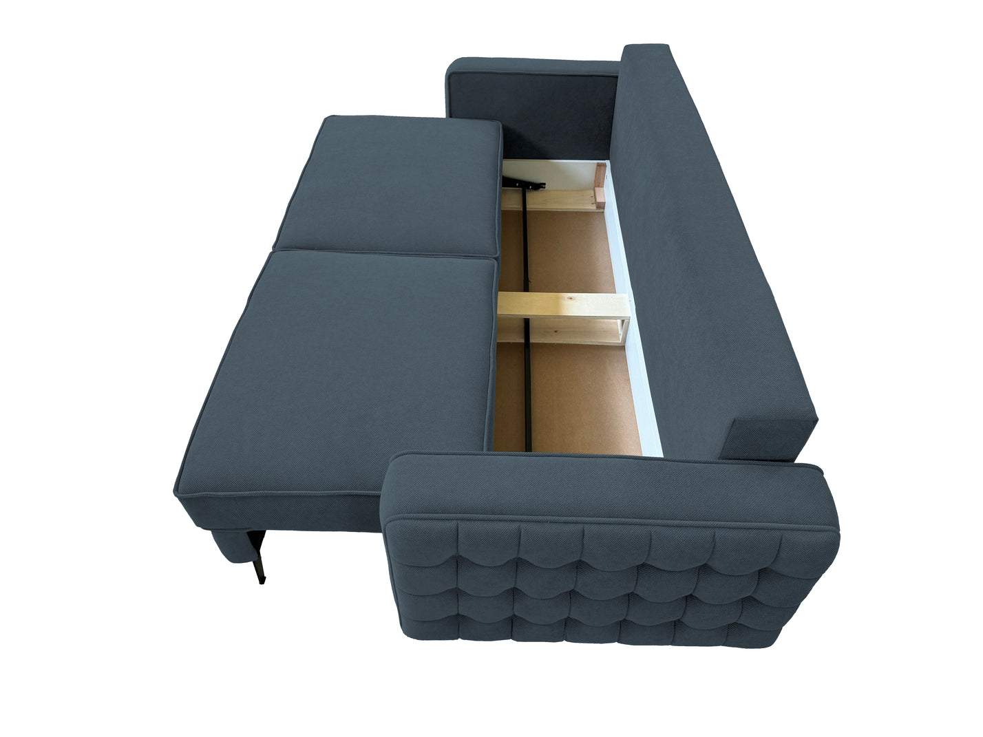 Canapea extensibilă SIENNA DIN STOFĂ, cu ladă de depozitare, 230x90x85 cm