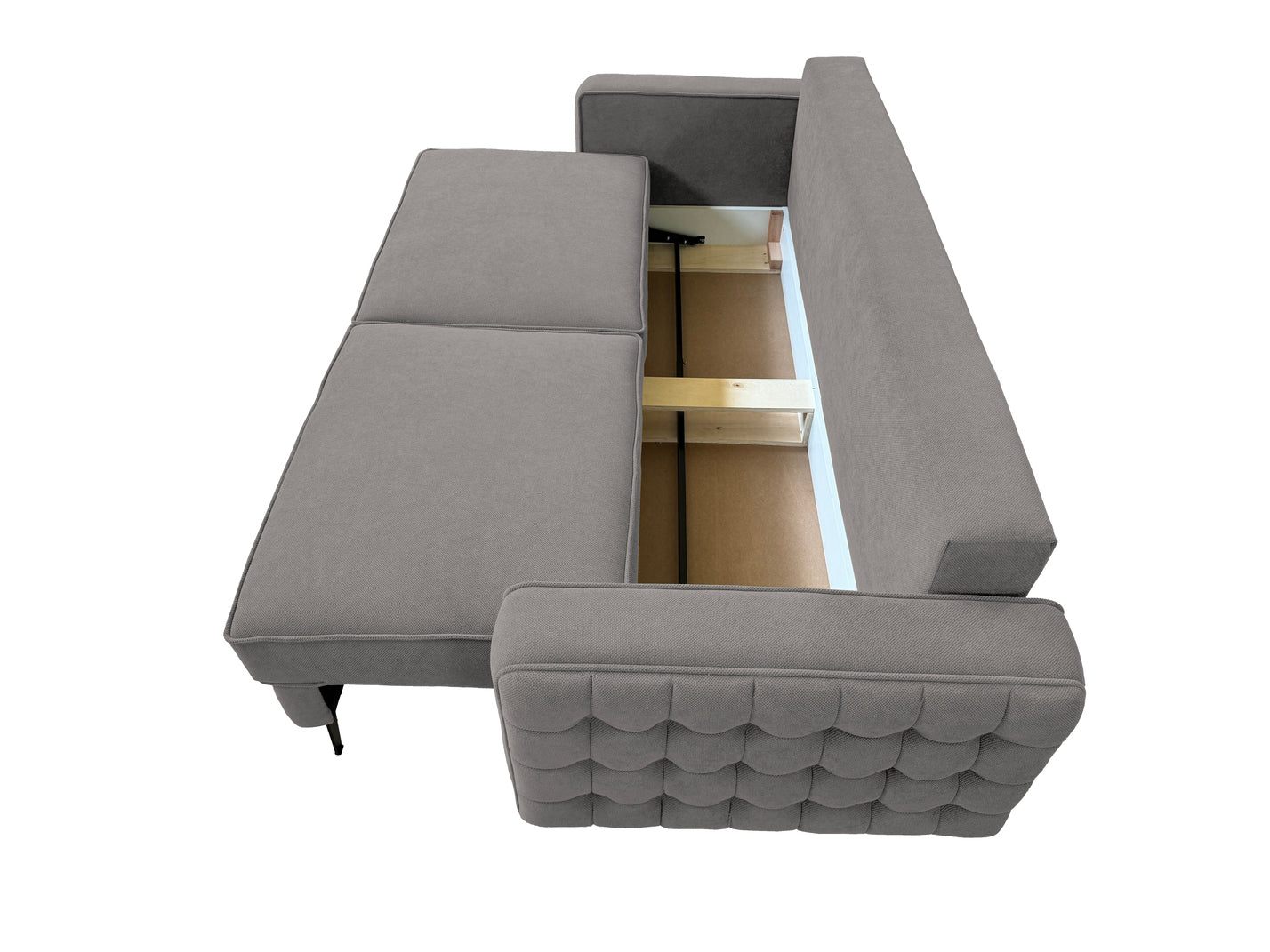 Canapea extensibilă SIENNA DIN STOFĂ, cu ladă de depozitare, 230x90x85 cm