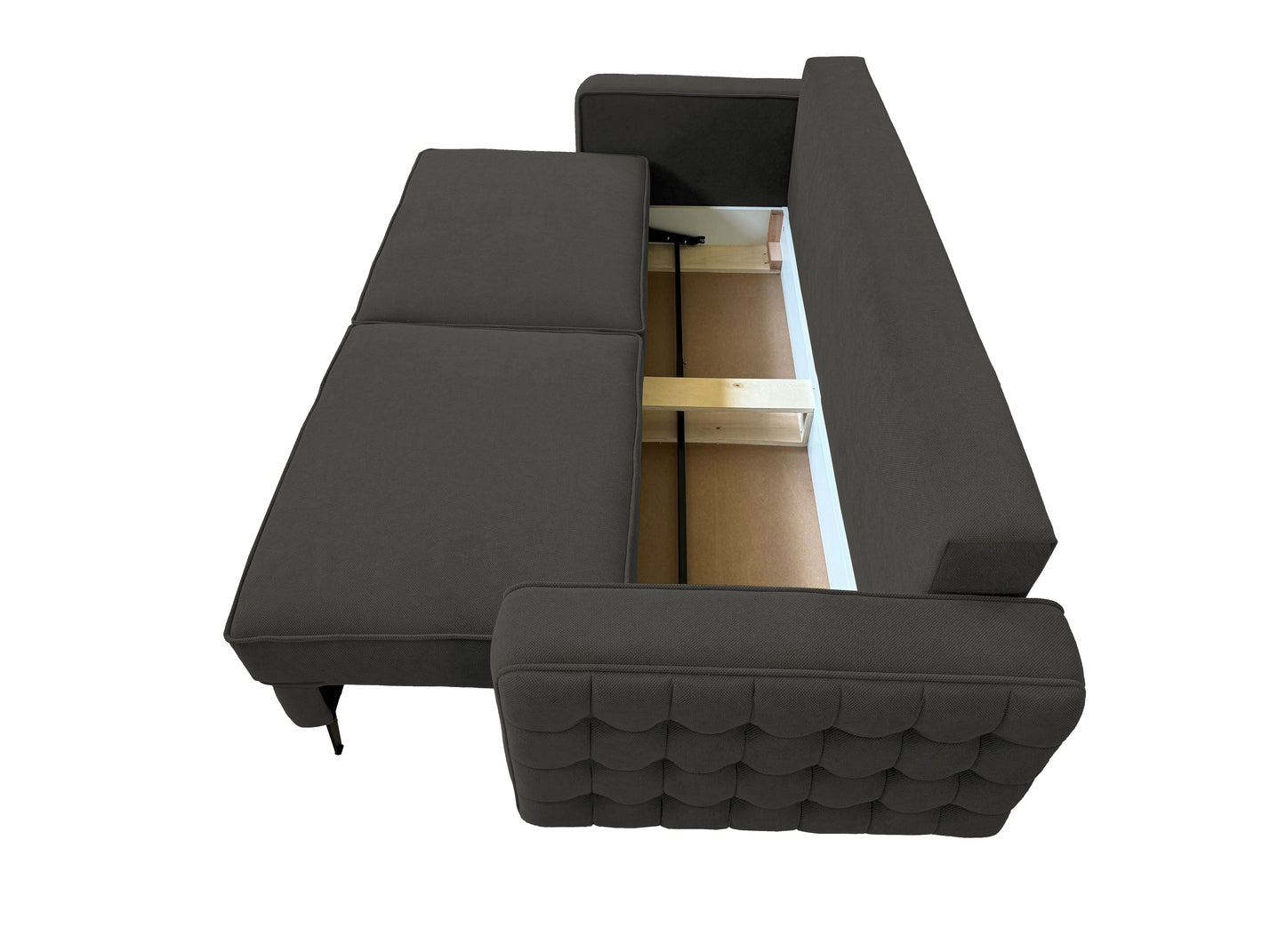 Canapea extensibilă SIENNA DIN STOFĂ, cu ladă de depozitare, 230x90x85 cm
