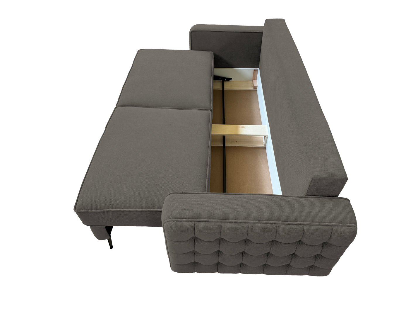 Canapea extensibilă SIENNA DIN STOFĂ, cu ladă de depozitare, 230x90x85 cm