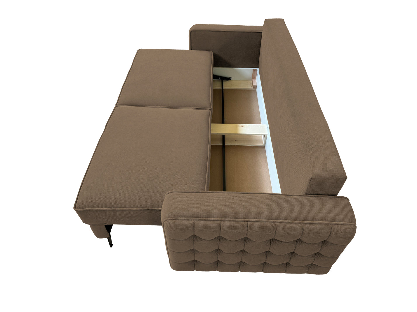 Canapea extensibilă SIENNA DIN STOFĂ, cu ladă de depozitare, 230x90x85 cm
