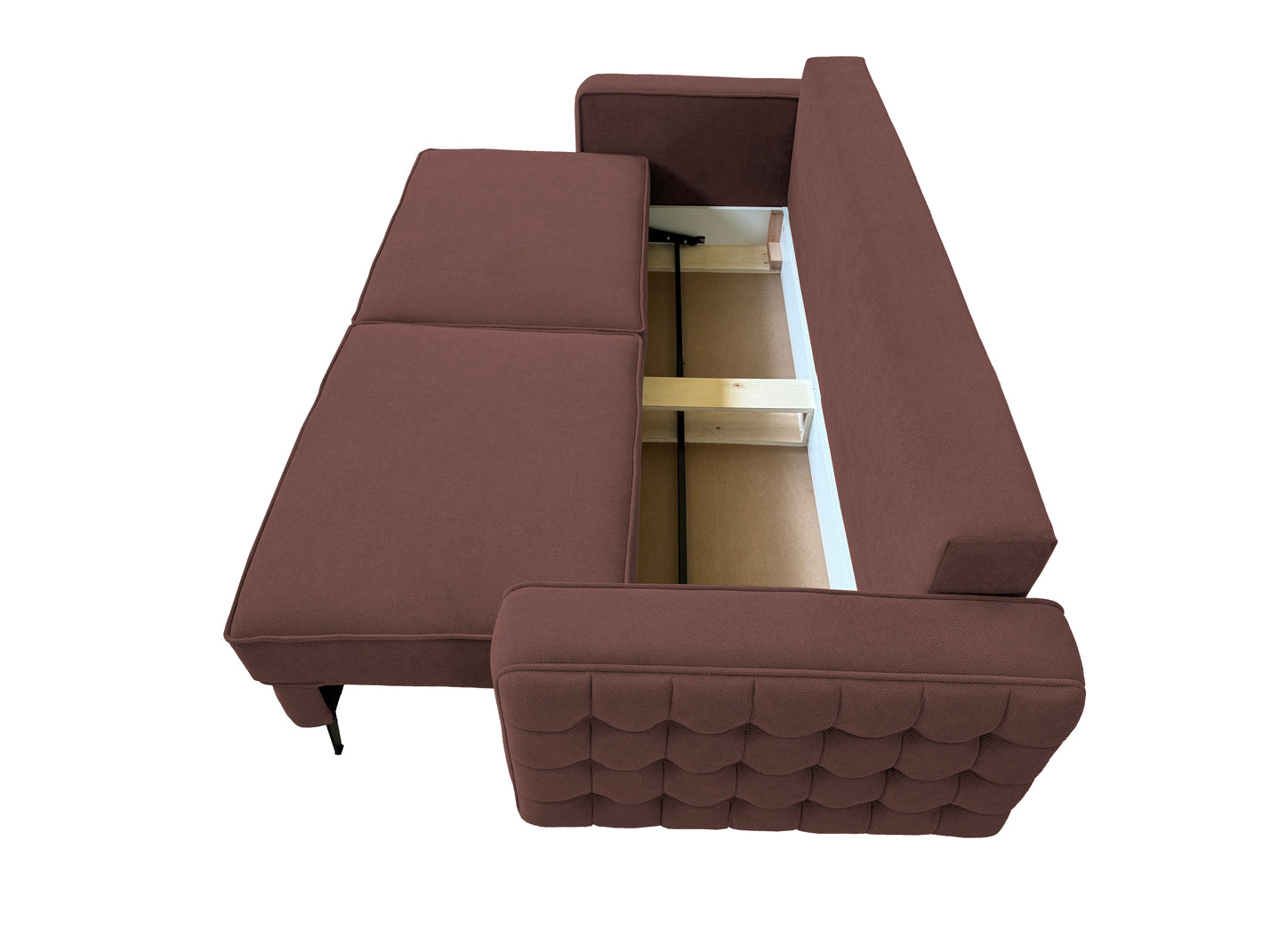 Canapea extensibilă SIENNA DIN STOFĂ, cu ladă de depozitare, 230x90x85 cm