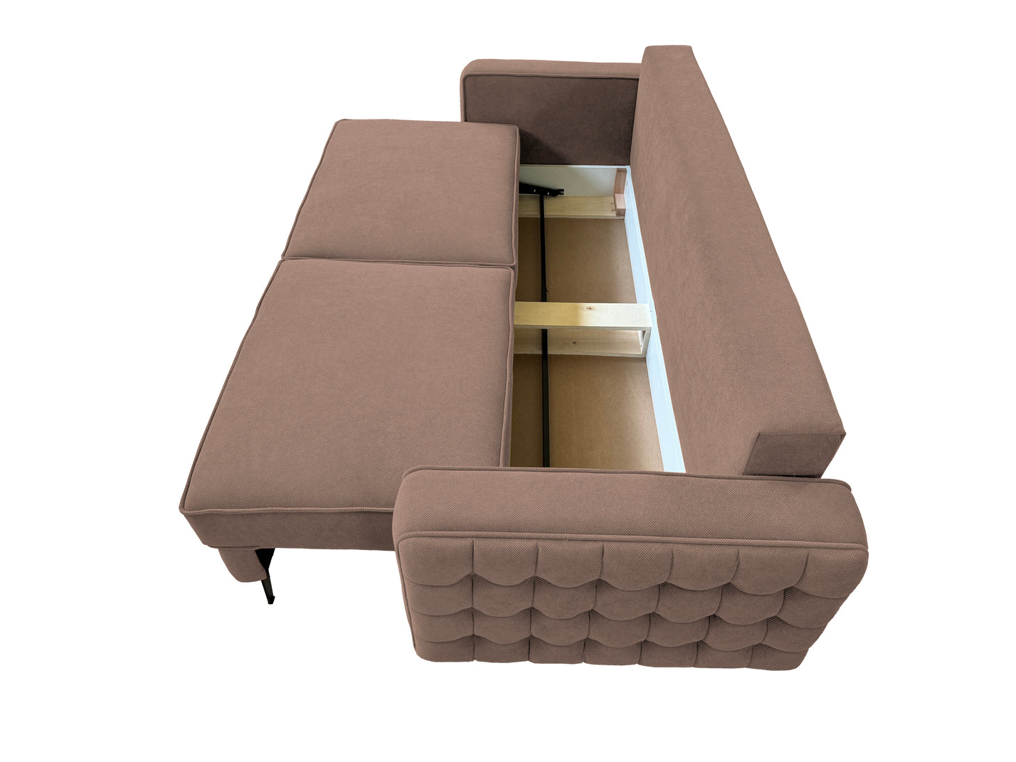Canapea extensibilă SIENNA DIN STOFĂ, cu ladă de depozitare, 230x90x85 cm