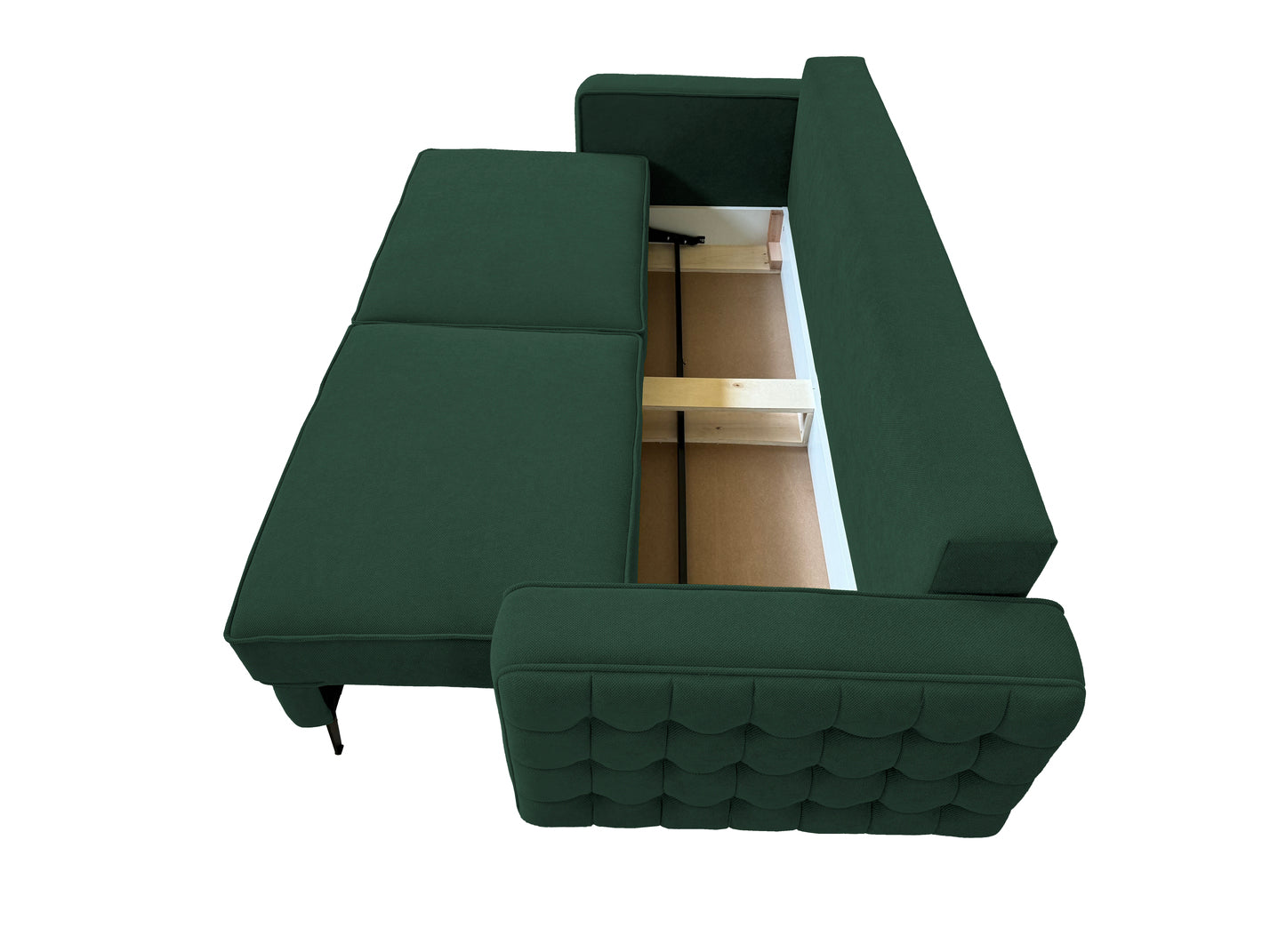Canapea extensibilă SIENNA DIN STOFĂ, cu ladă de depozitare, 230x90x85 cm