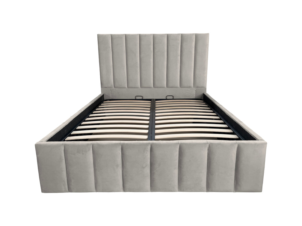 Pat dublu tapițat INES PRIME cu spațiu de depozitare și somieră rabatabilă