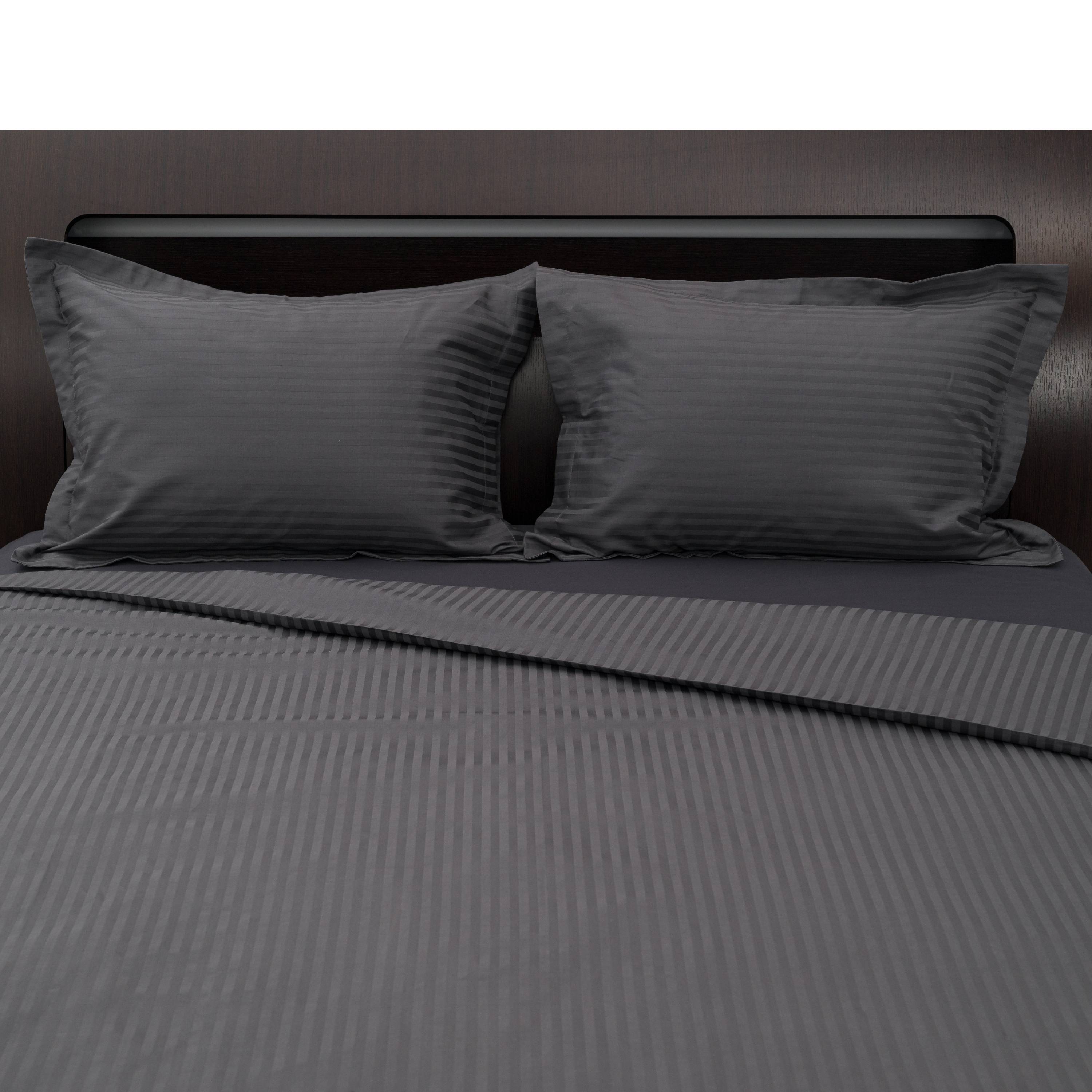 Lenjerie de pat 2 persoane din Bumbac 100% satinat dens cu dungi