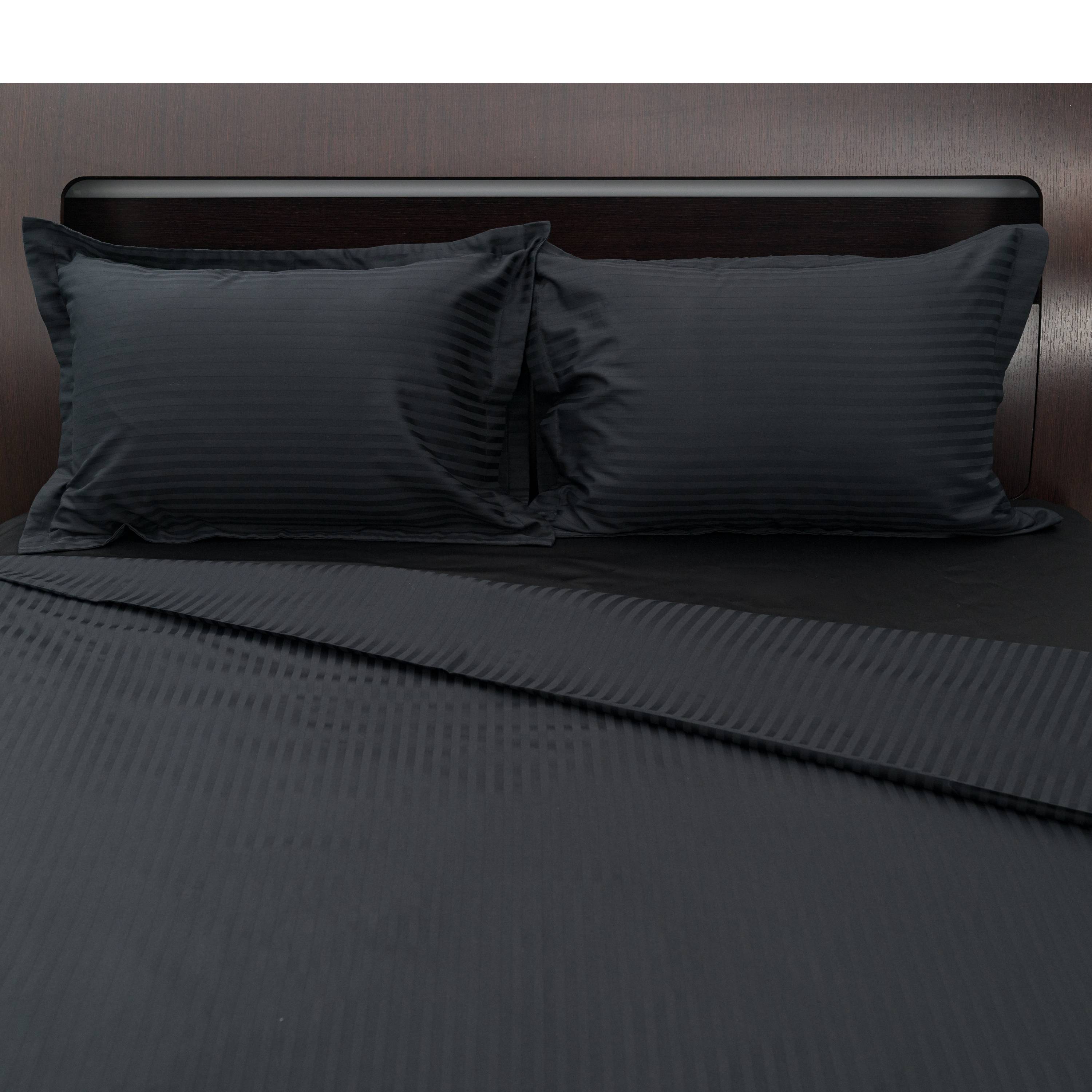 Lenjerie de pat 2 persoane din Bumbac 100% satinat dens cu dungi